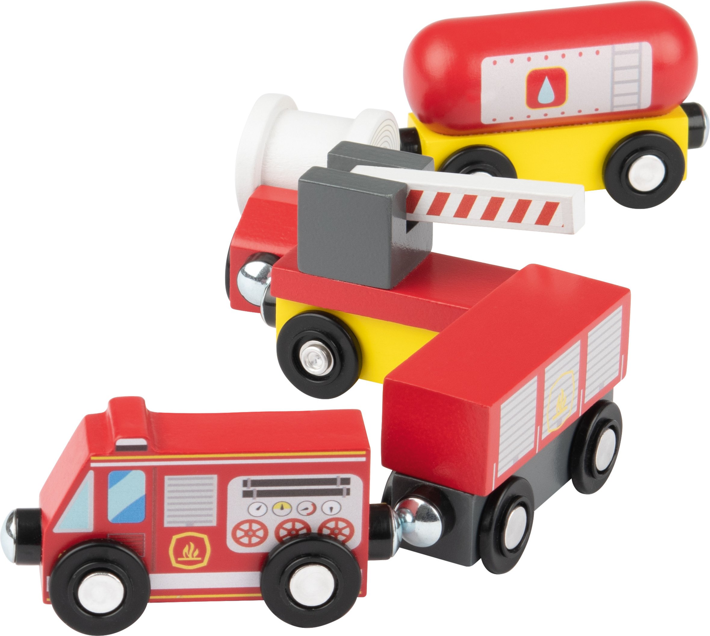 lupilu® Lastzug / Feuerwehrzug / Kinderzug / Güterzug, 5-teilig (Feuerwehrzug)