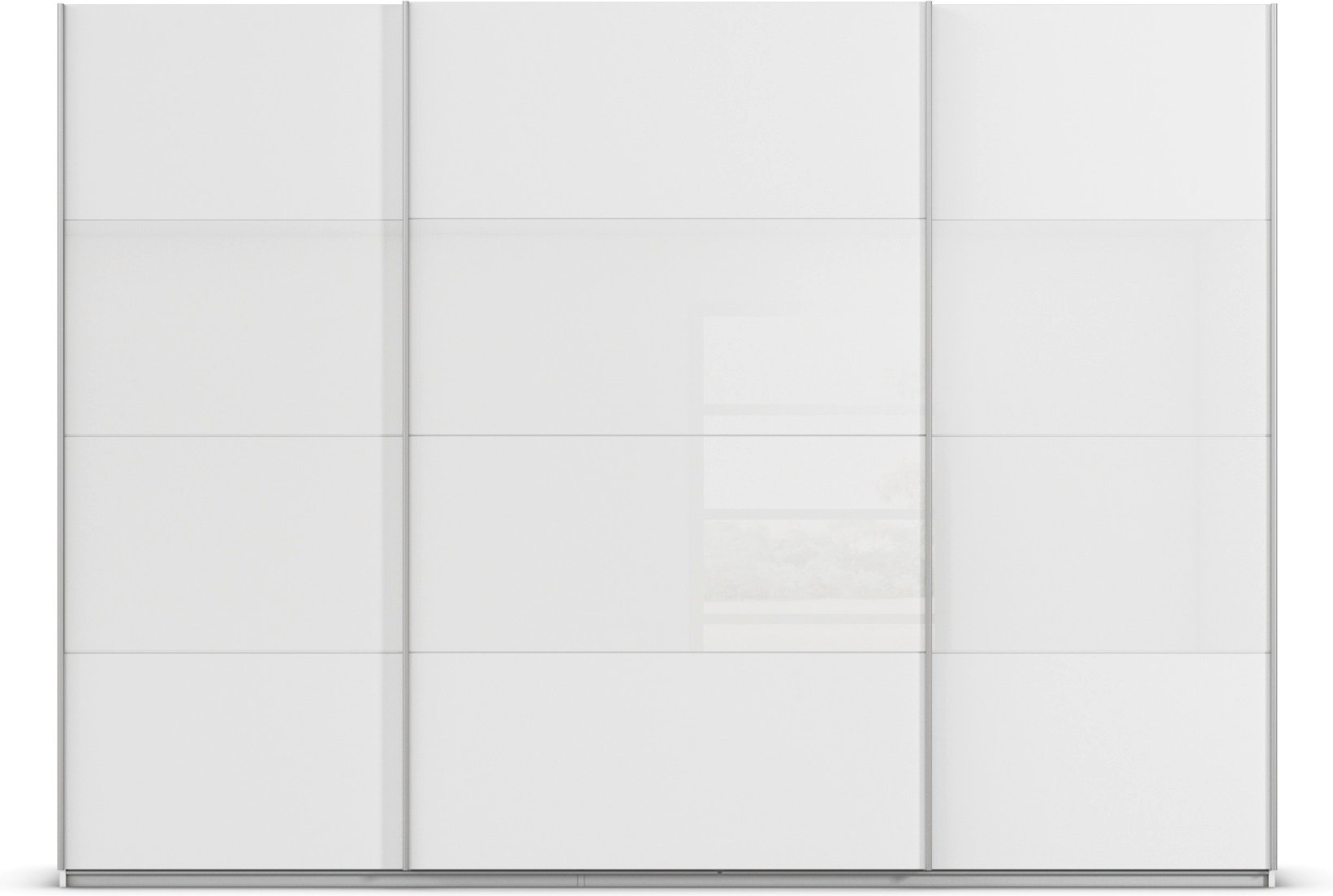 rauch ORANGE Quadra Schwebetürenschrank mit Glaselementen (Classic-Zubehör, Korpus:Weiß, Glas:Weiß, 315 x 230 cm)