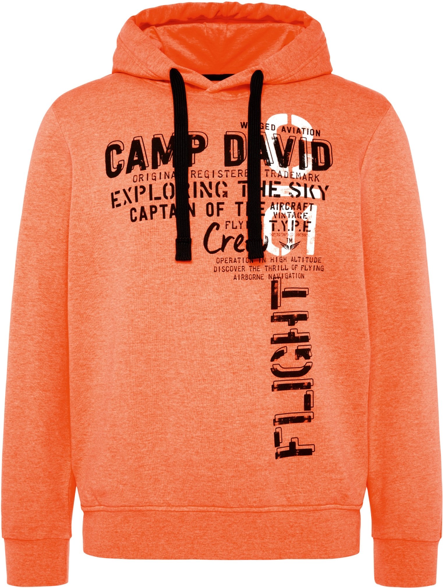 Camp David Herren Sweatshirt mit Kapuze (neonorange, M)