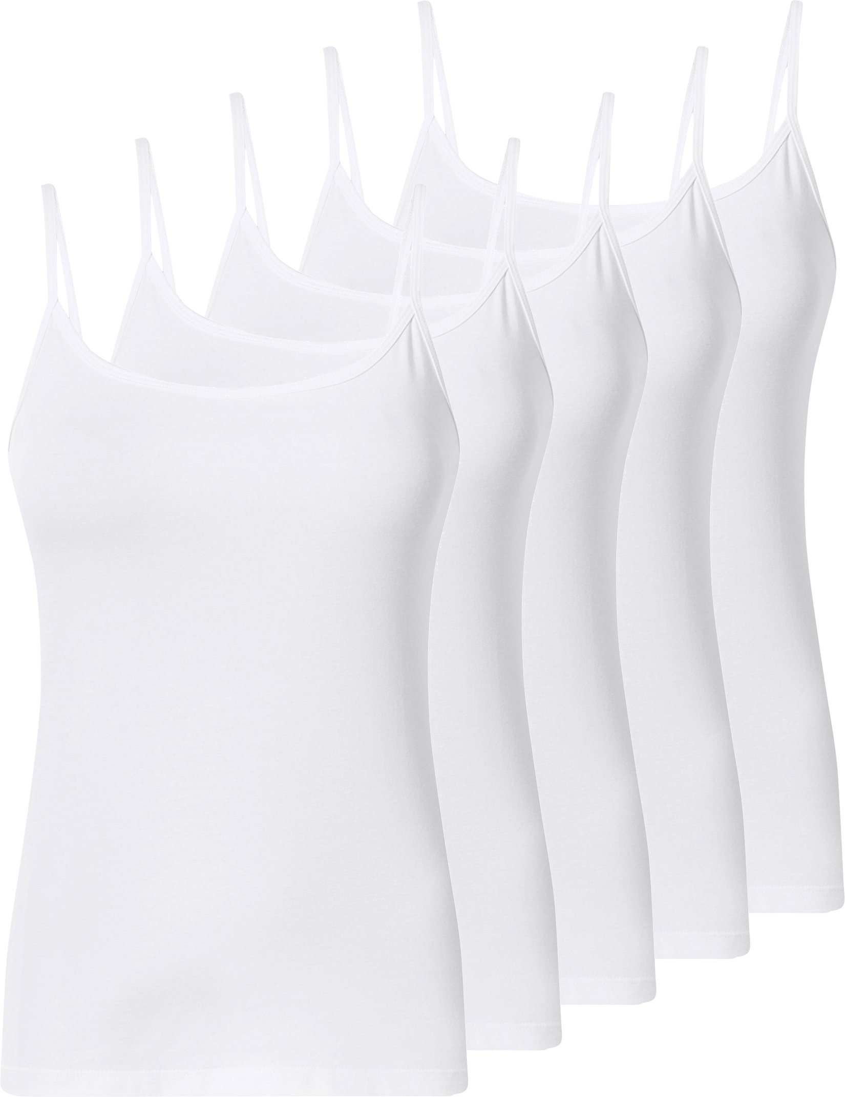 esmara® Damen Spaghettiträgerhemd 5er (Weiß, S(36/38))