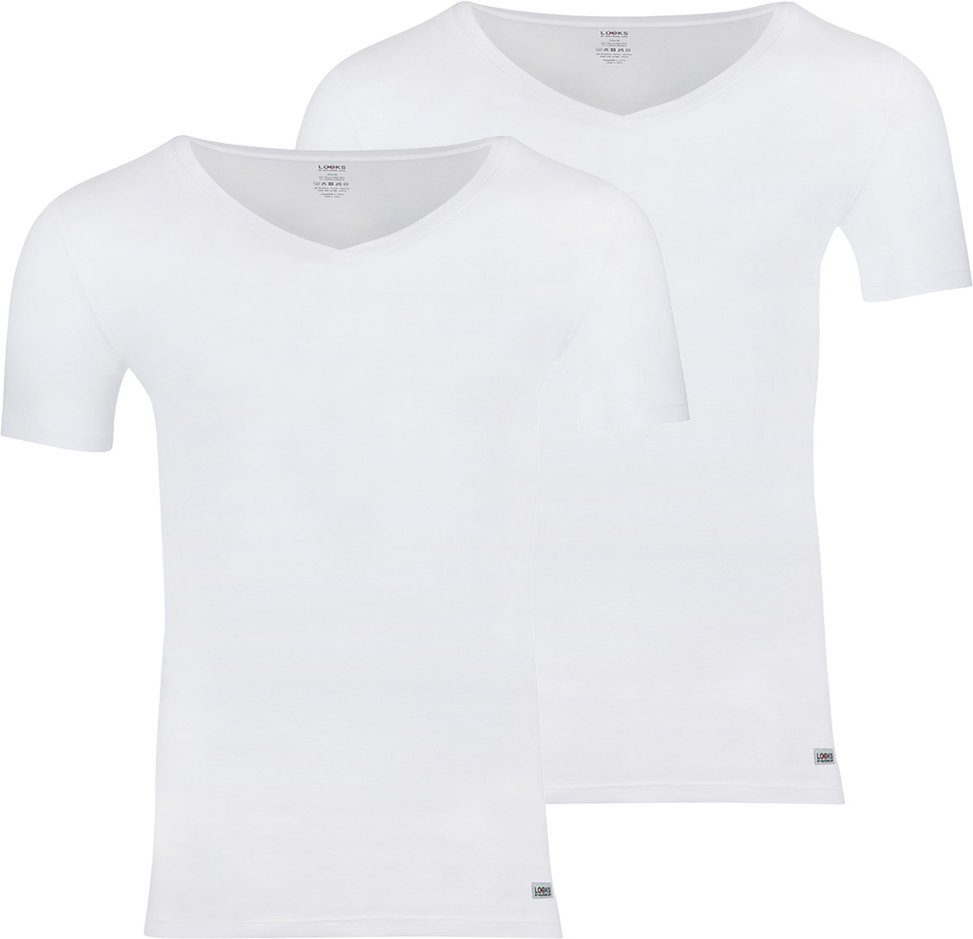 LOOKS by Wolfgang Joop Herren Unterhemd/T-Shirt, 2 Stück (Weiß, L)