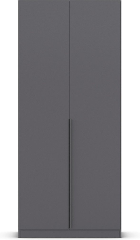 rauch ORANGE Drehtürenschrank Alabama (Basic-Zubehör, Graumetallic, Griffe Grau, 91 x 229 cm)