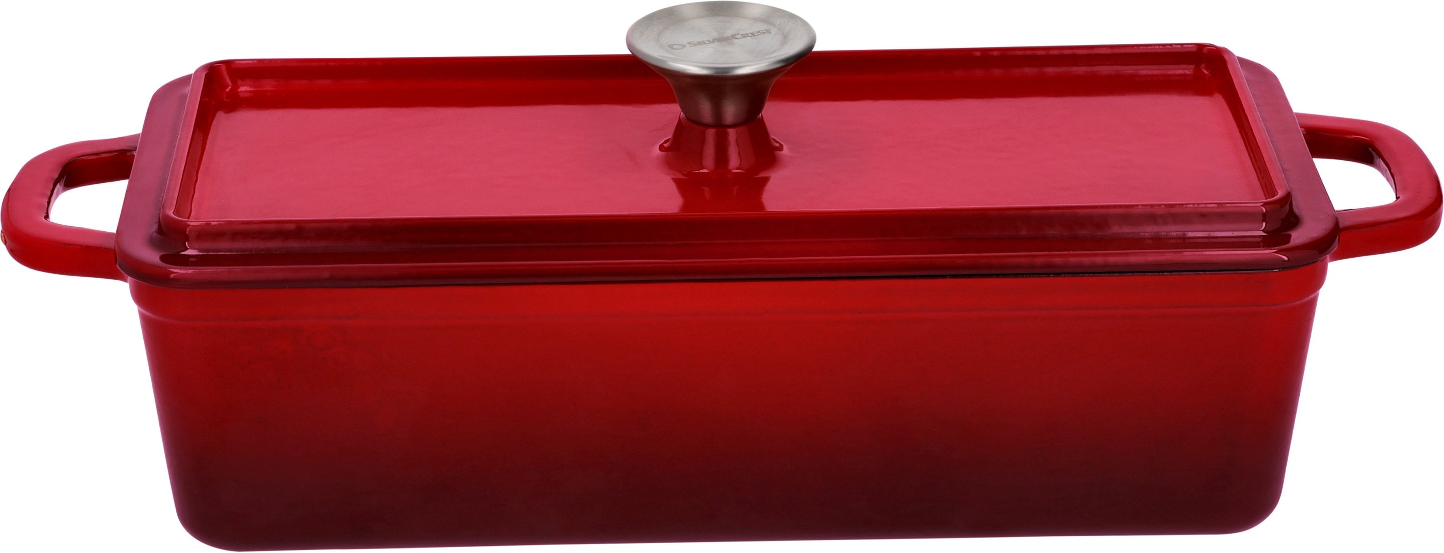 SILVERCREST® Gusseisenbrottopf, mit Emaille-Beschichtung rechteckig: ca. 2,8 l; rund: ca. 1,6 l (Rechteckig, Rot)