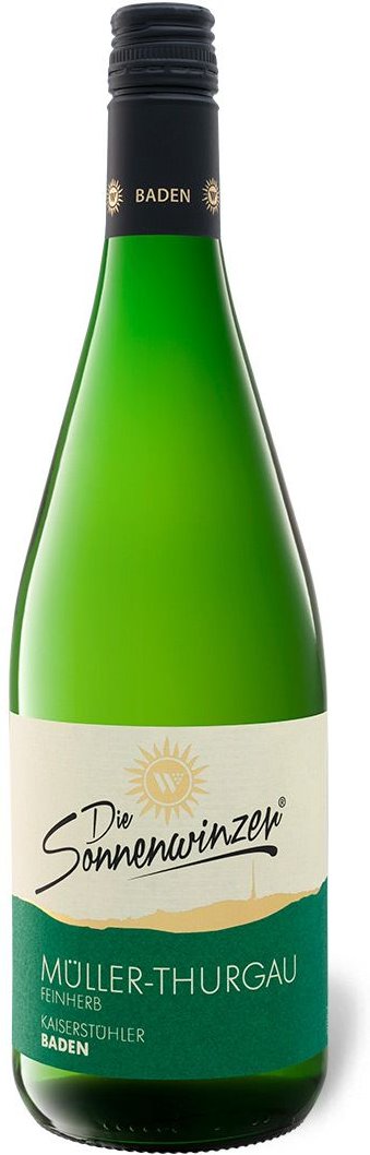 Die Sonnenwinzer Kaiserstühler Müller-Thurgau feinherb, Literflasche, Weißwein