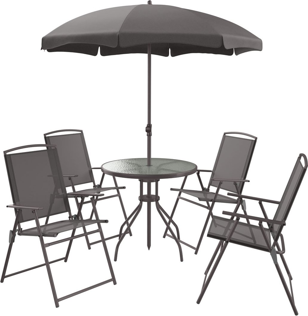 LIVARNO home Sitzgruppe, mit Sonnenschirm, 6-teilig, anthrazit""