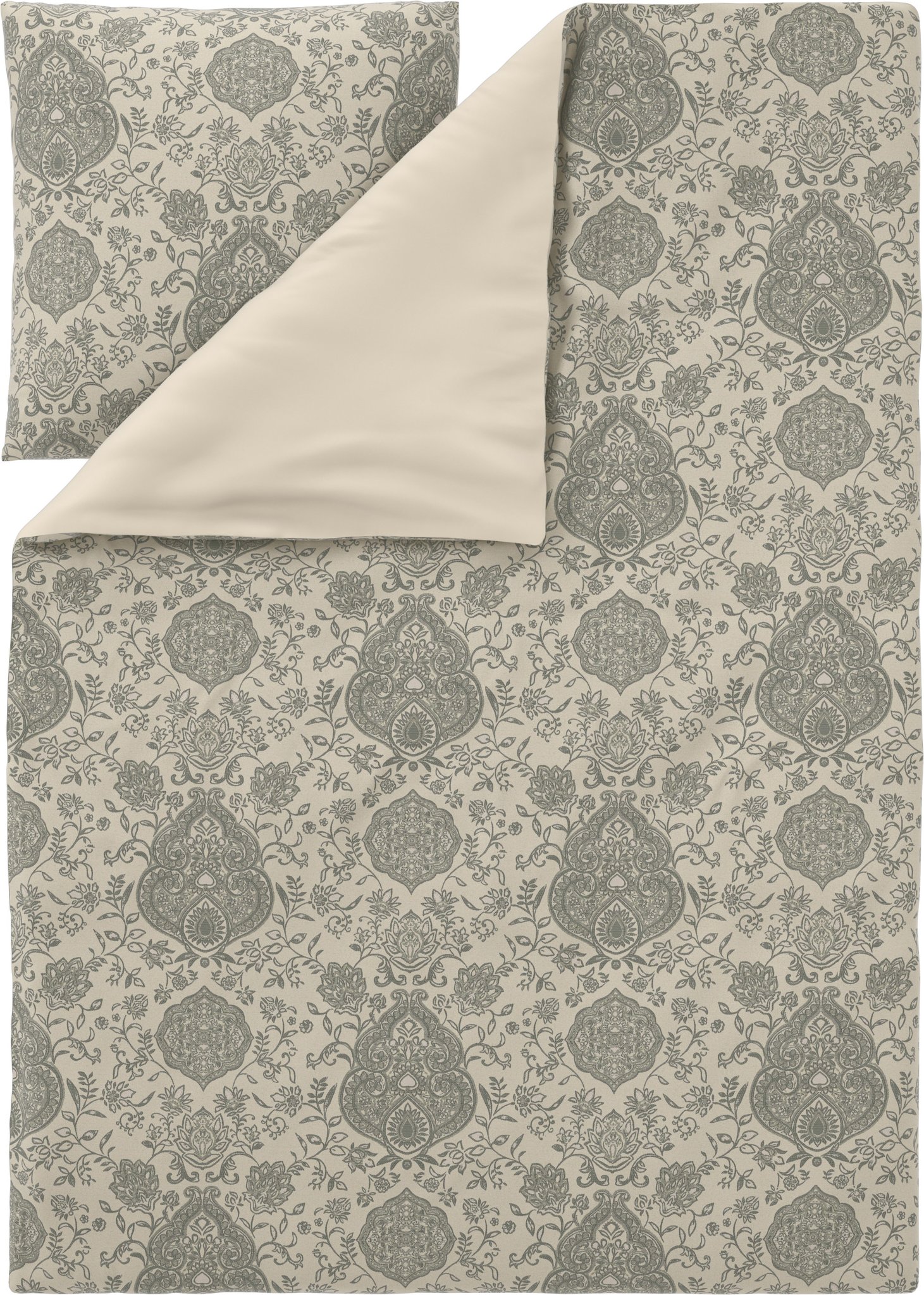 LIVARNO® Satin-Wendebettwäsche, 135 x 200 cm (creme/grau)