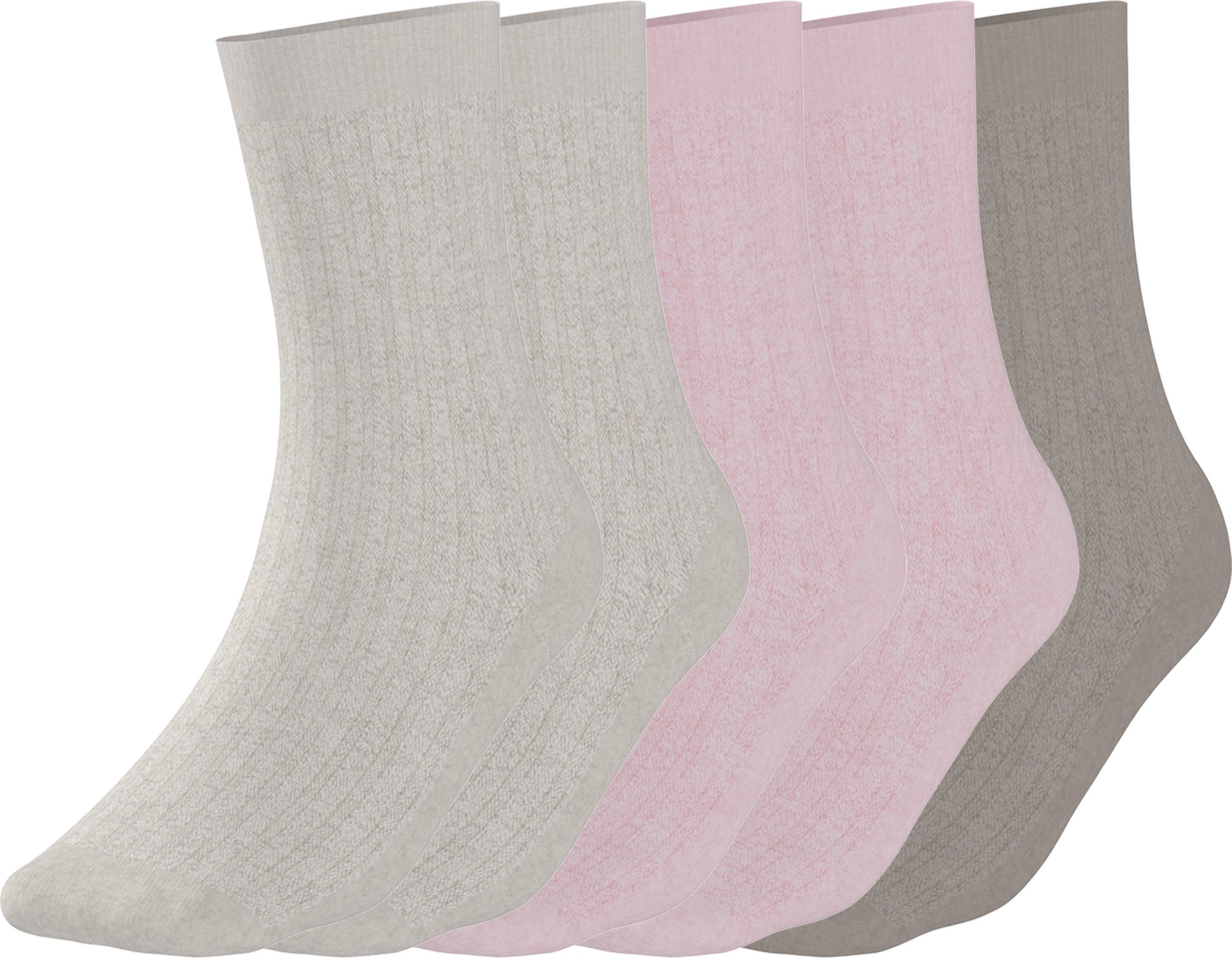 Thumbnail - esmara® Damen Gerippte Socken, 5 Paar (Beige/Rosé, 39-42)