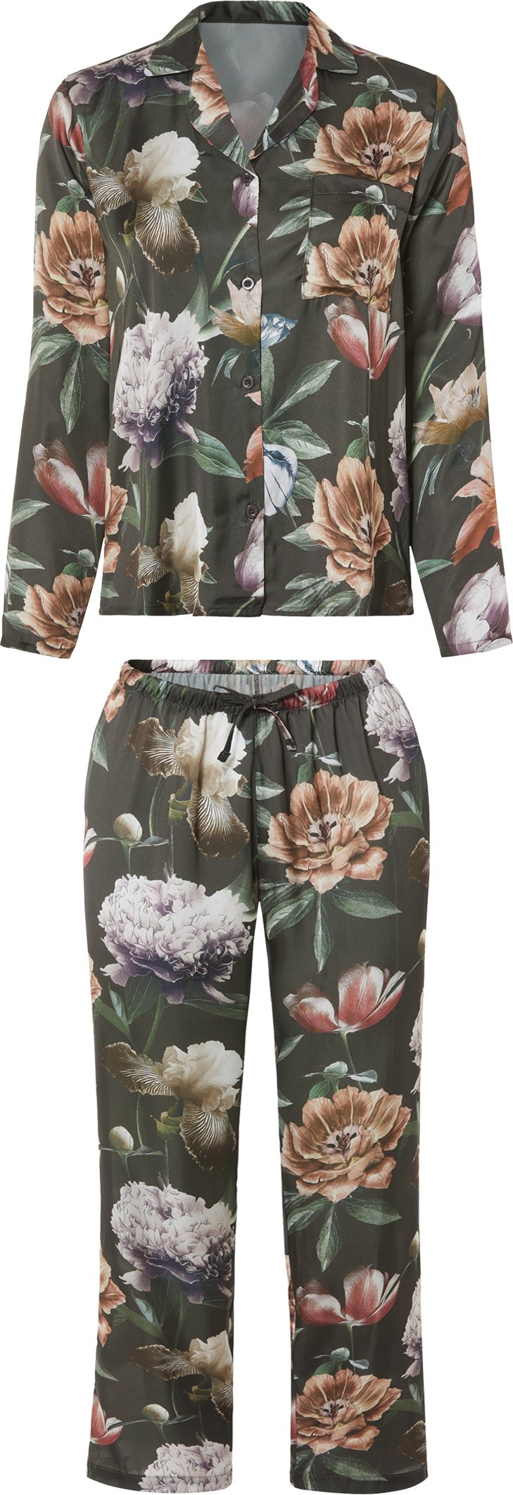 esmara® Damen Pyjama Satin (Blumen, XS (32/34))