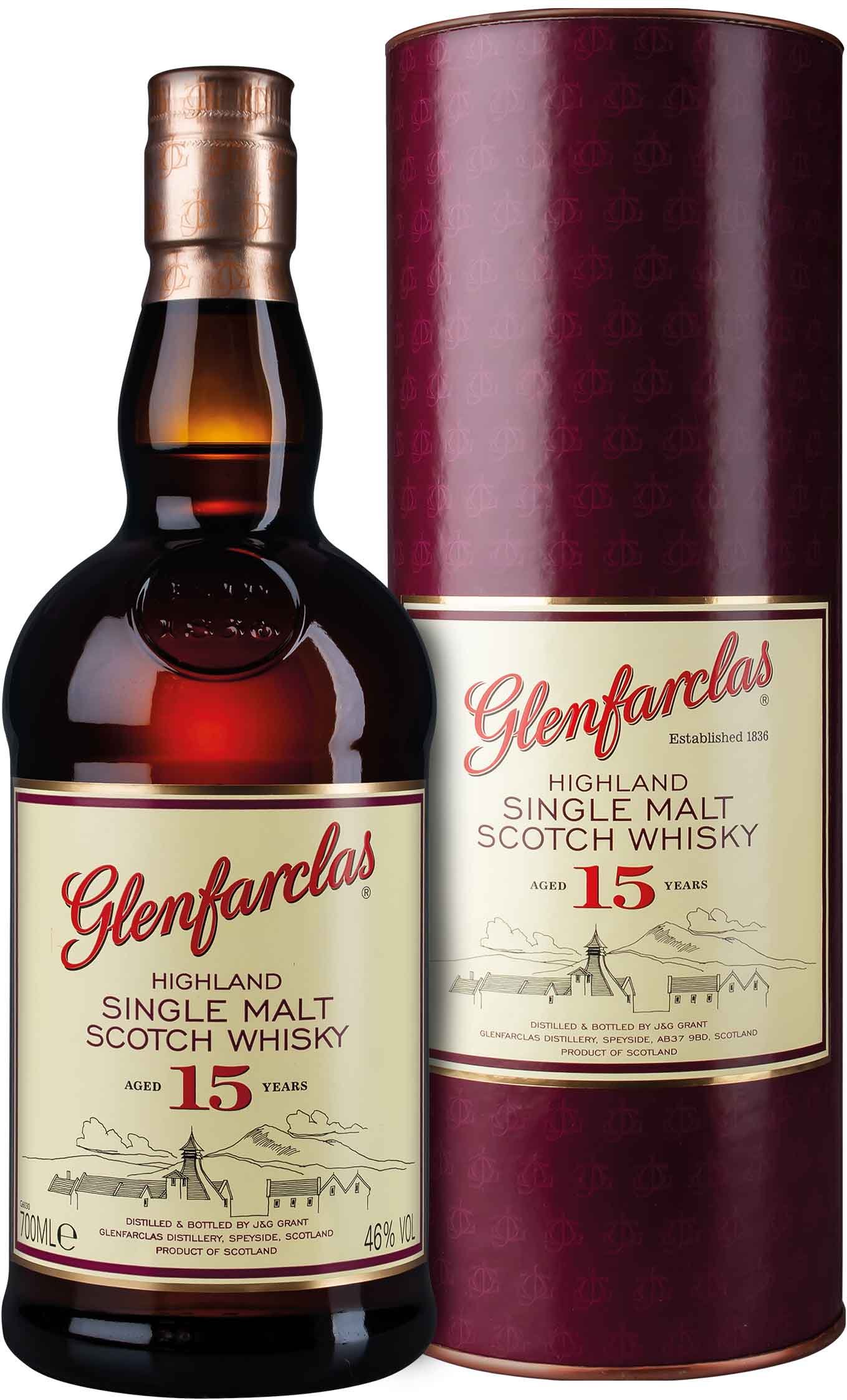 Glenfarclas Highland Single Malt Scotch Whisky 15 Jahre mit Geschenkbox 46% Vol