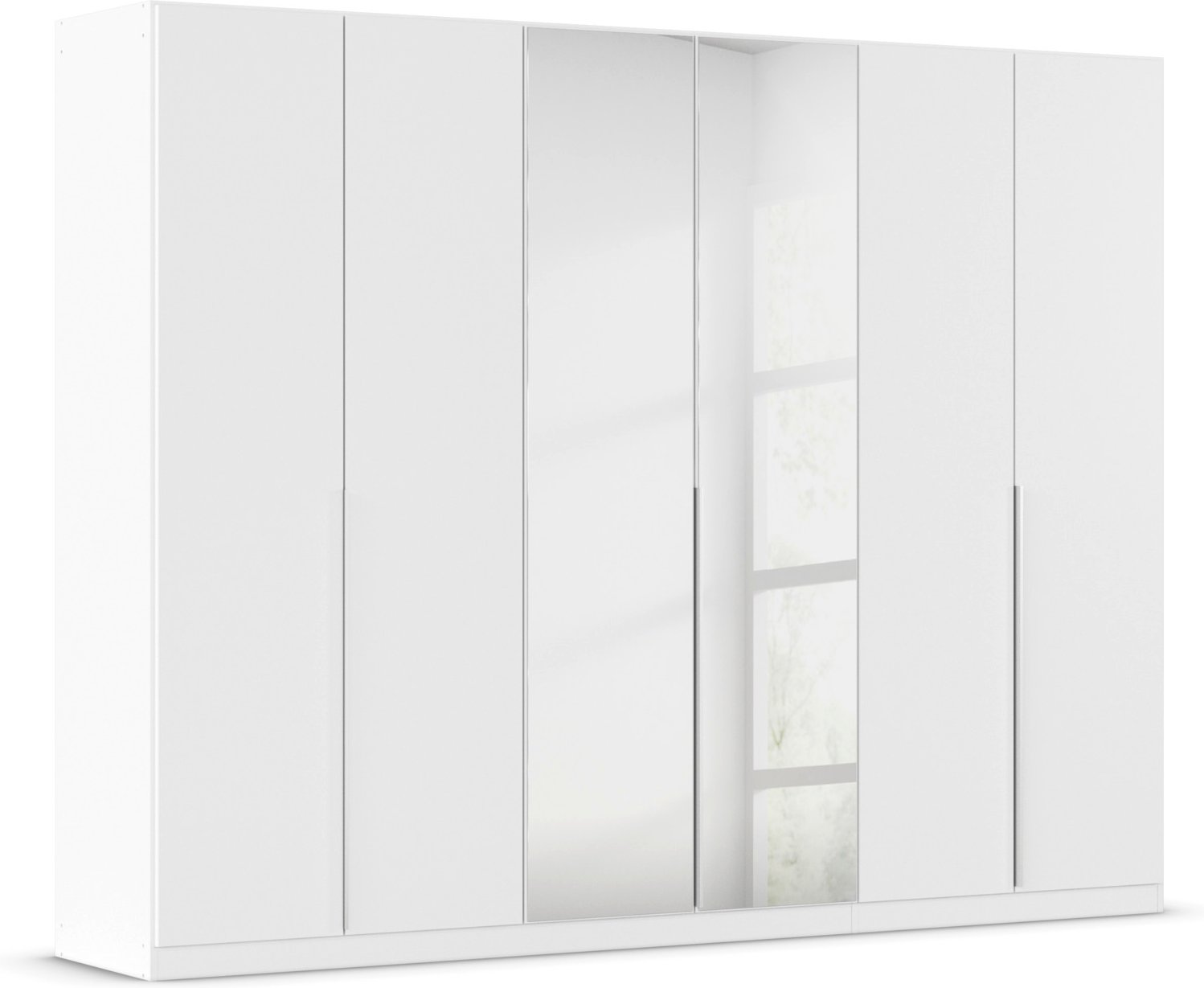 rauch ORANGE Drehtürenschrank Alabama mit Spiegel (Classic-Zubehör, Weiß, Griffe Alufarben, 271 x 210 cm)