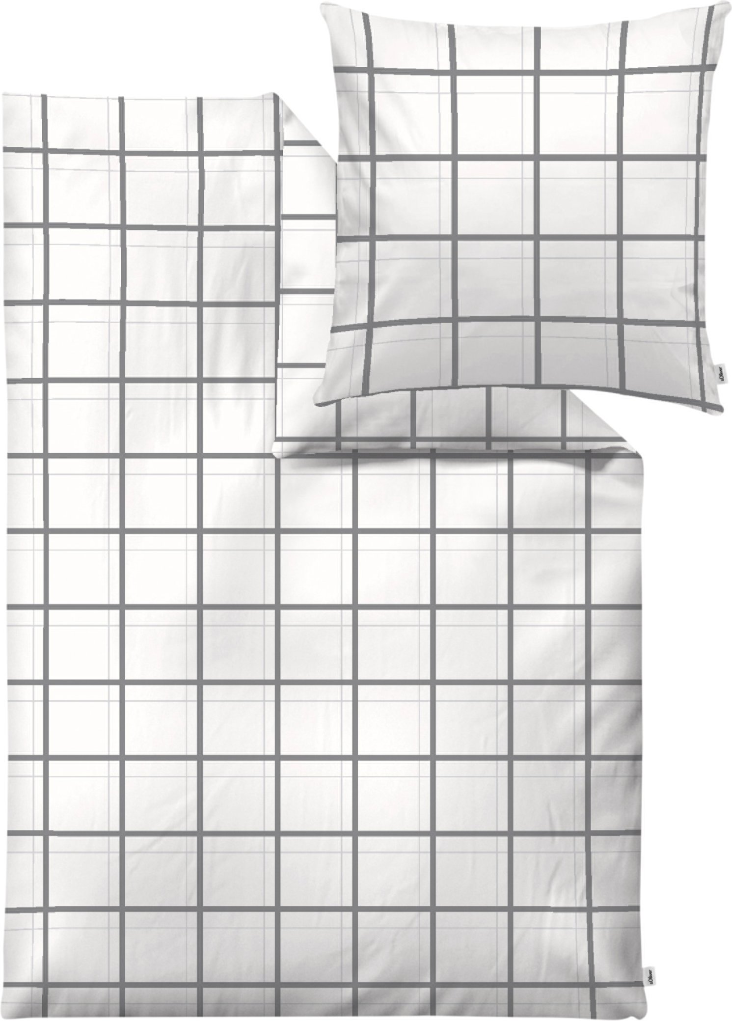 s.Oliver Bettwäsche Mako Satin 155 x 200 cm (Weiß/Grau)