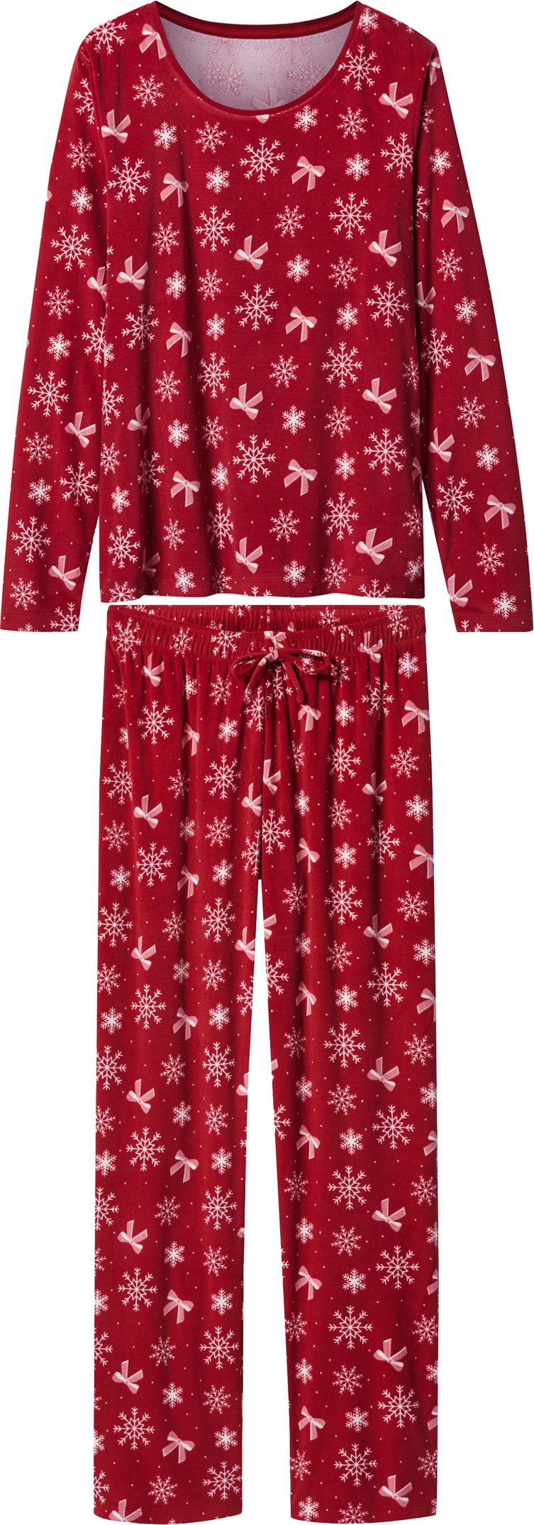 esmara® Damen Velours-Pyjama (Rot, L(44/46))