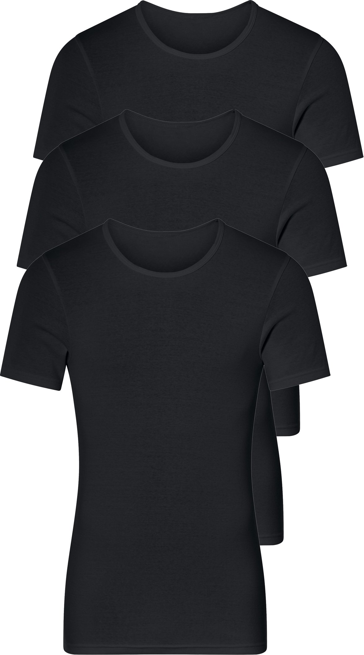Thumbnail - LIVERGY® Herren Unterziehshirt Feinripp, 3 Stück (schwarz/runder Kragen, 7/XL)