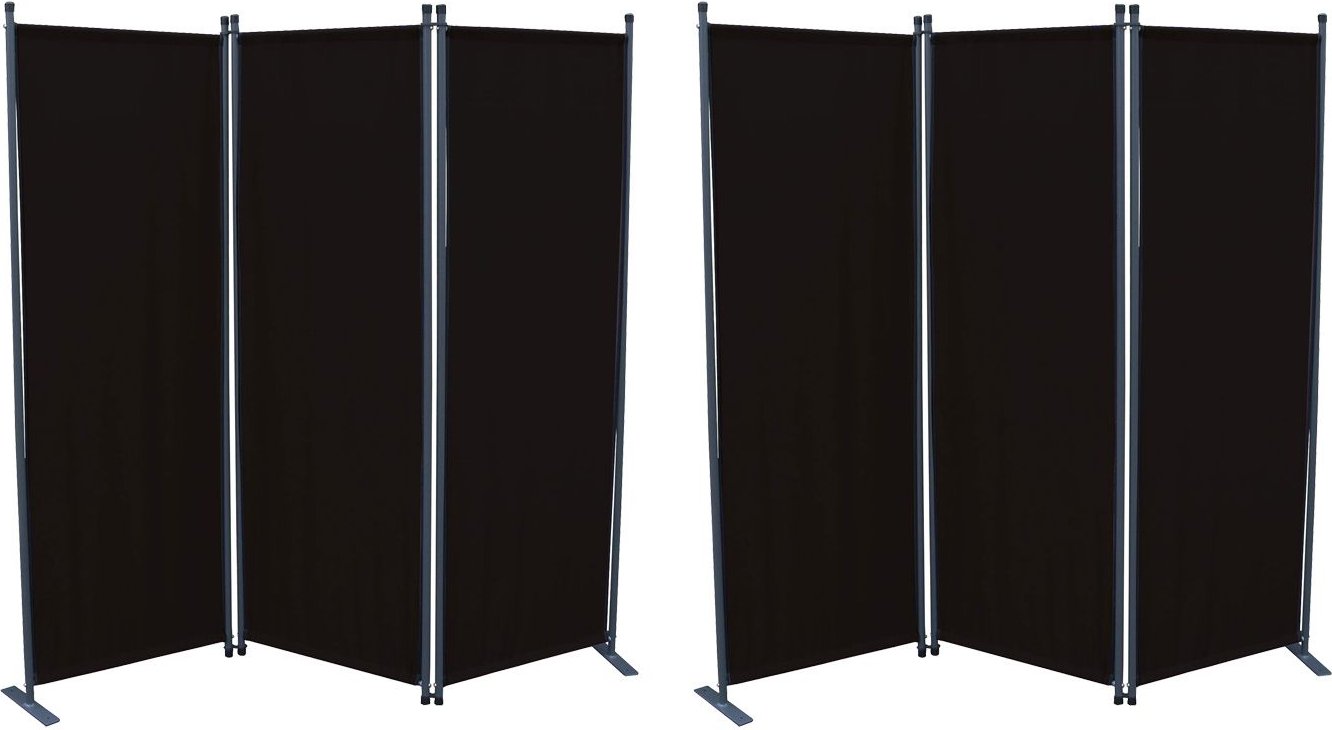 Grasekamp Paravent 2er Set (3-teilig, Schwarz)