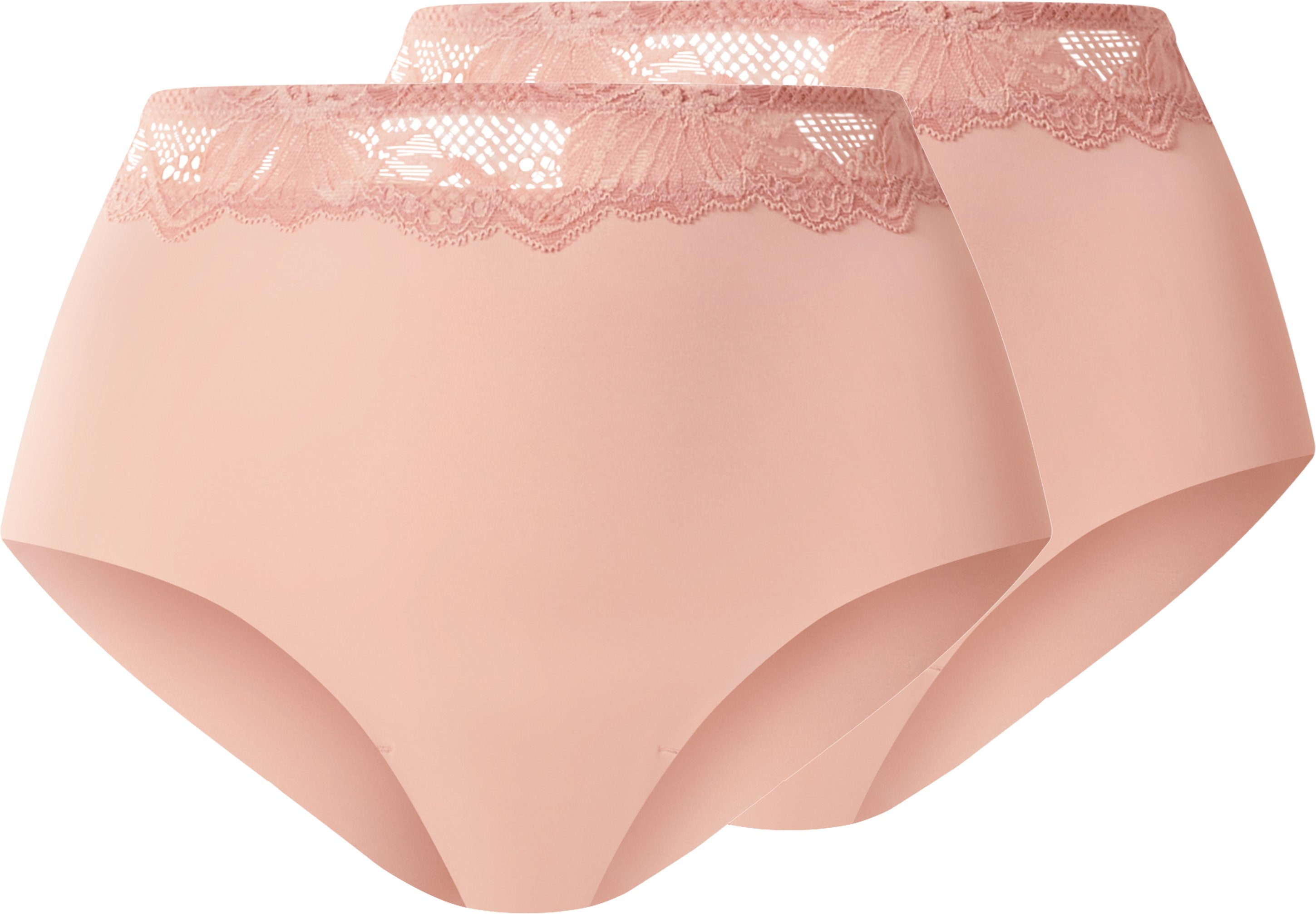 esmara® Damen Slip hohe Taille mit Spitze, 2 Stück (Rose, M(40/42))