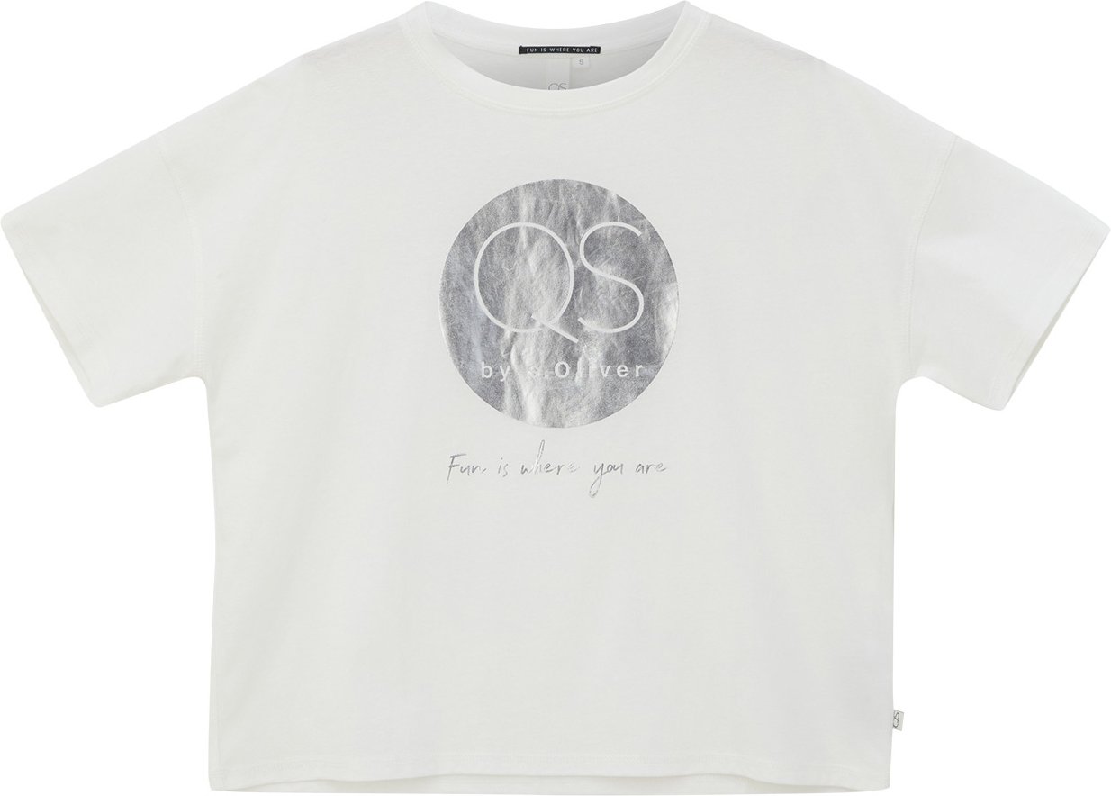 QS by s.Oliver Damen T-Shirt (weiß m. Streifen, M)