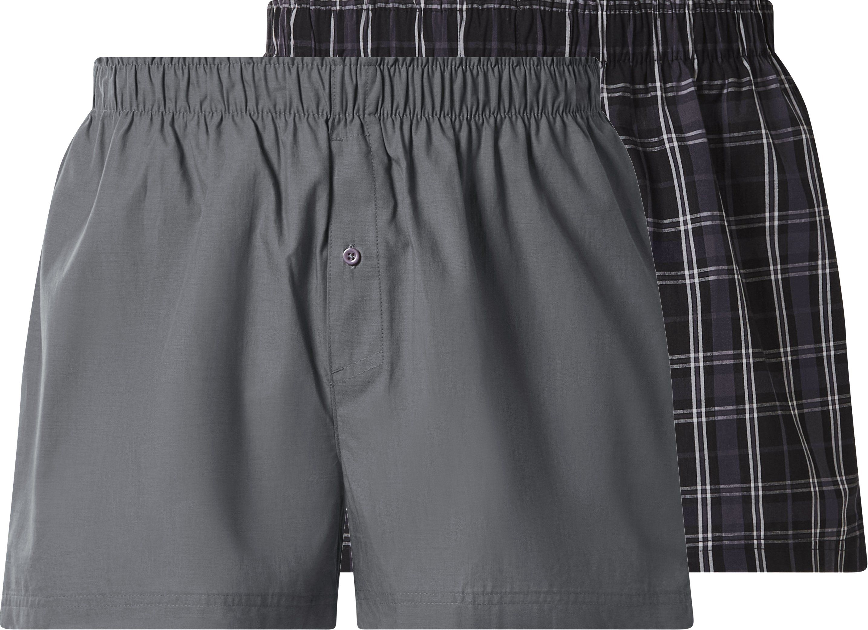 esmara Men Herren Webboxer, 2 Stück (Karo/grau, 7/XL)