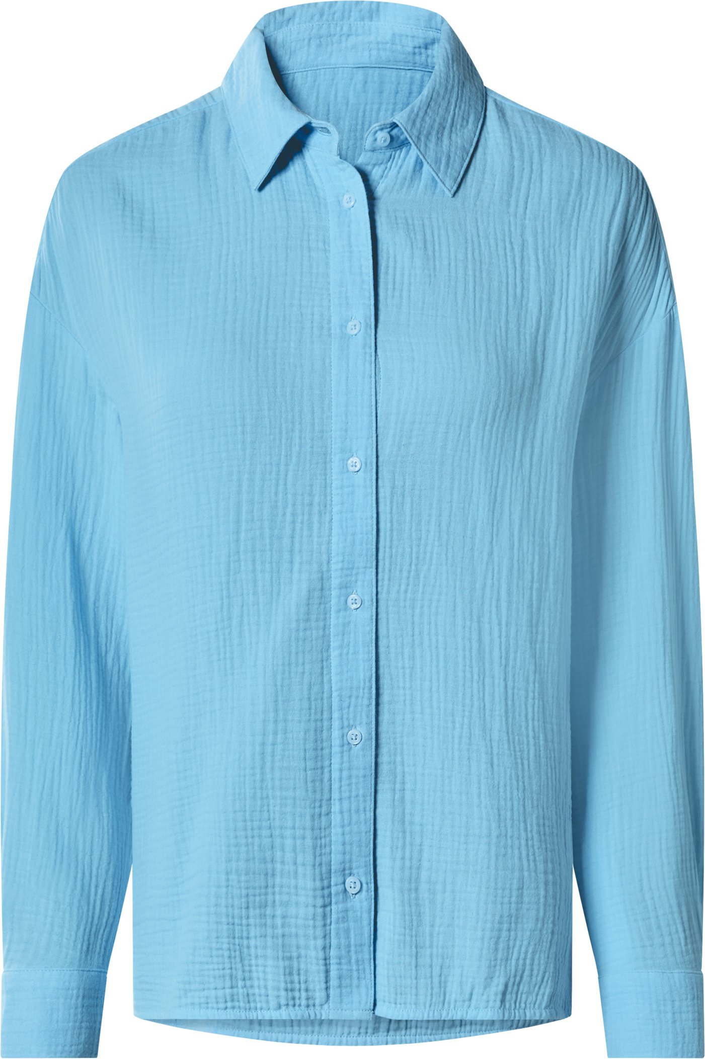 esmara® Damen Bluse langarm Musselin (Blau, S(36/38))