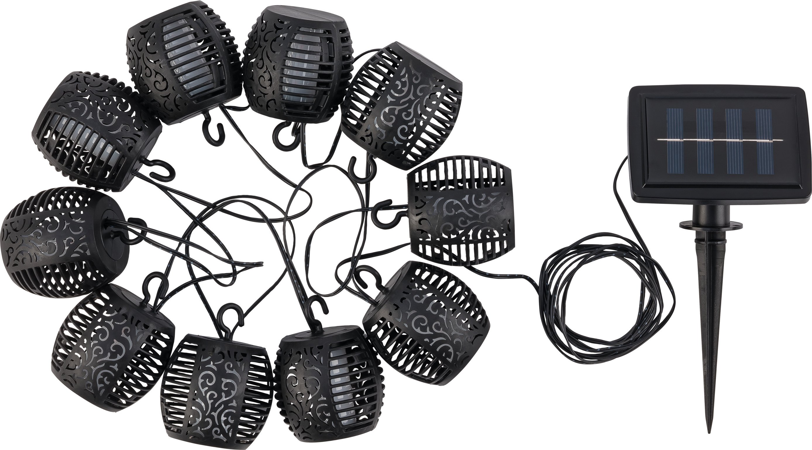 LIVARNO® Lichterkette Flammeneffekt Ball, Mini Laterne Solar 100 LED (Ball)