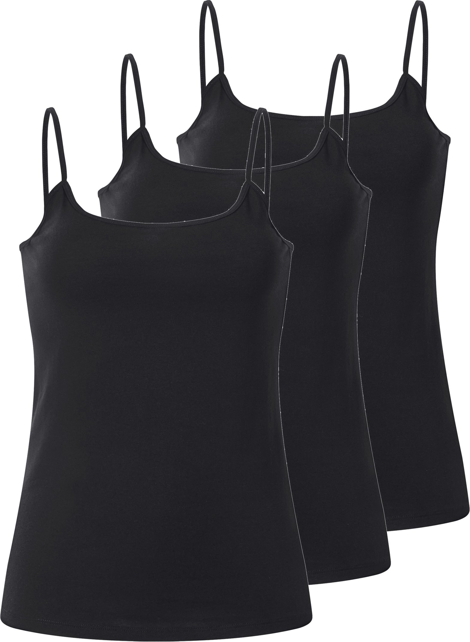 esmara® Damen Spaghettiträgerhemd 3er (Schwarz, XS(32/34))