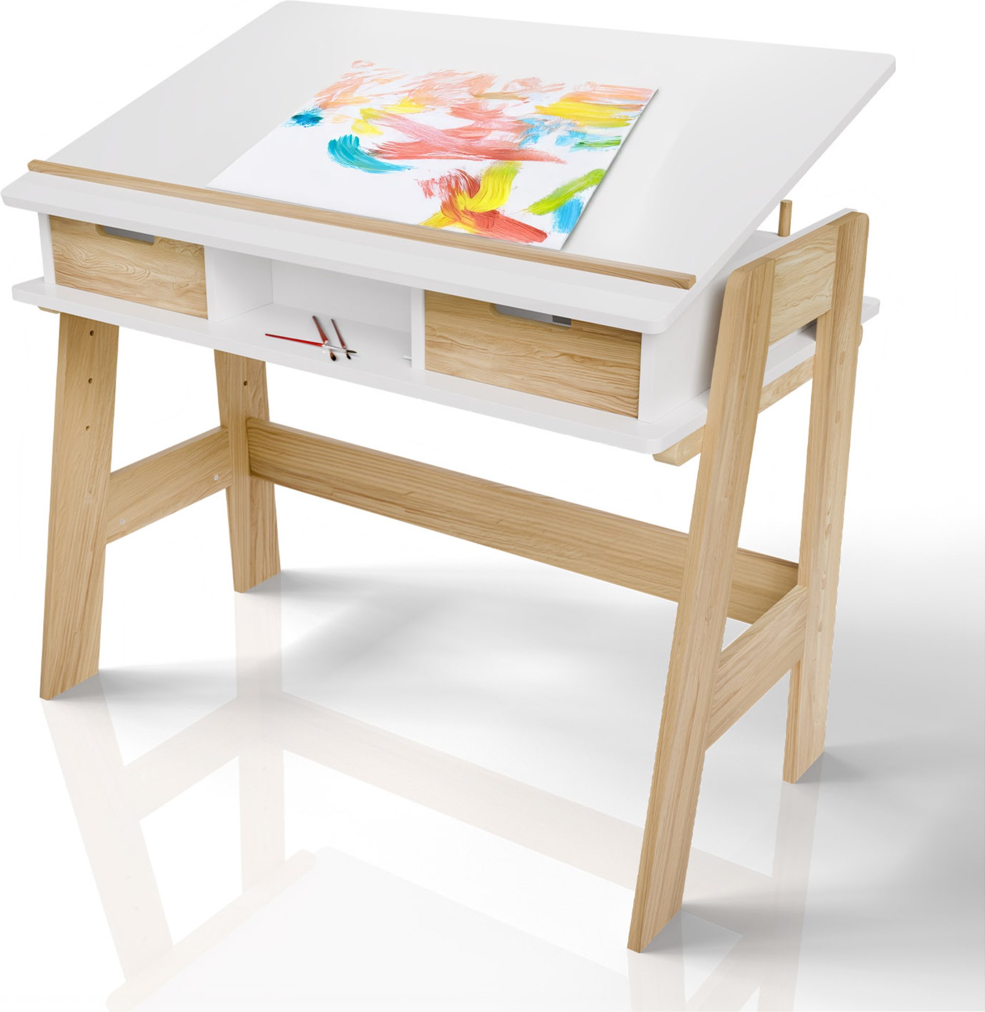 Juskys Kinderschreibtisch (höhen und neigungsverstellbar, Weiß)
