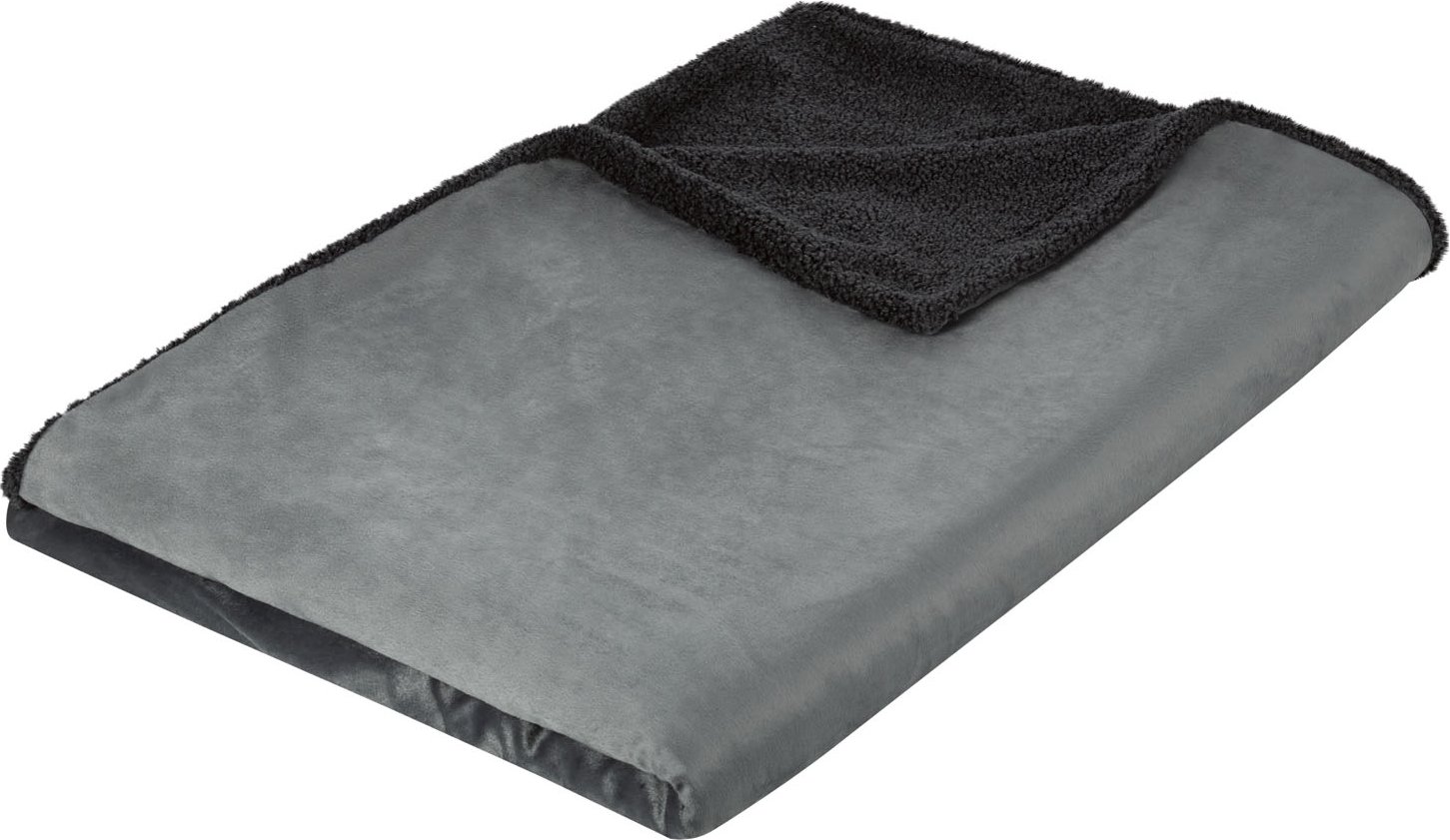 LIVARNO home Kuscheldecke Teddyfleece 150x200cm PES (Grau)