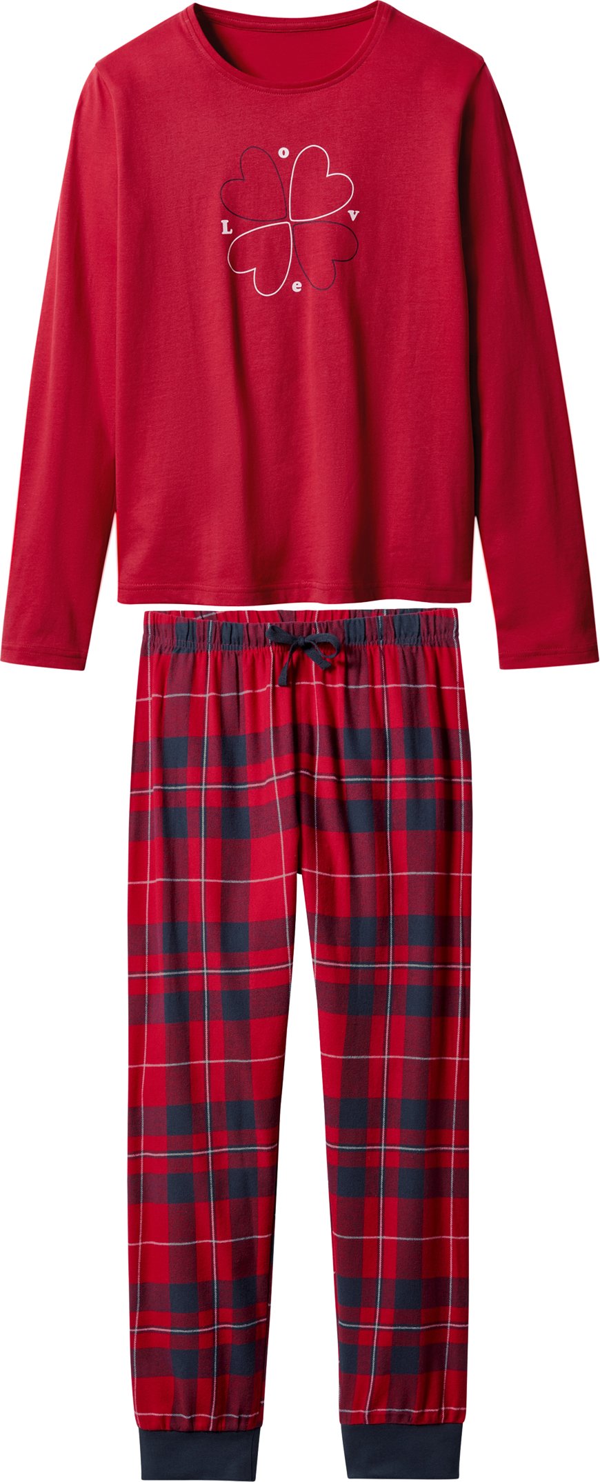 Thumbnail - esmara® Kinder Pyjama mit Hose aus Flanell (Rot, 158/164)