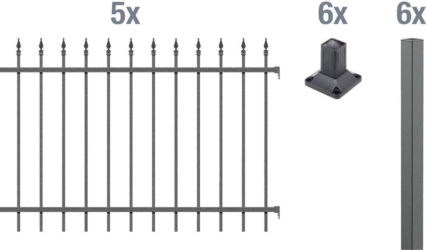 ALBERTS Zaun-Grundset Chaussee, zum Aufschrauben (Anthrazit, 100 cm)