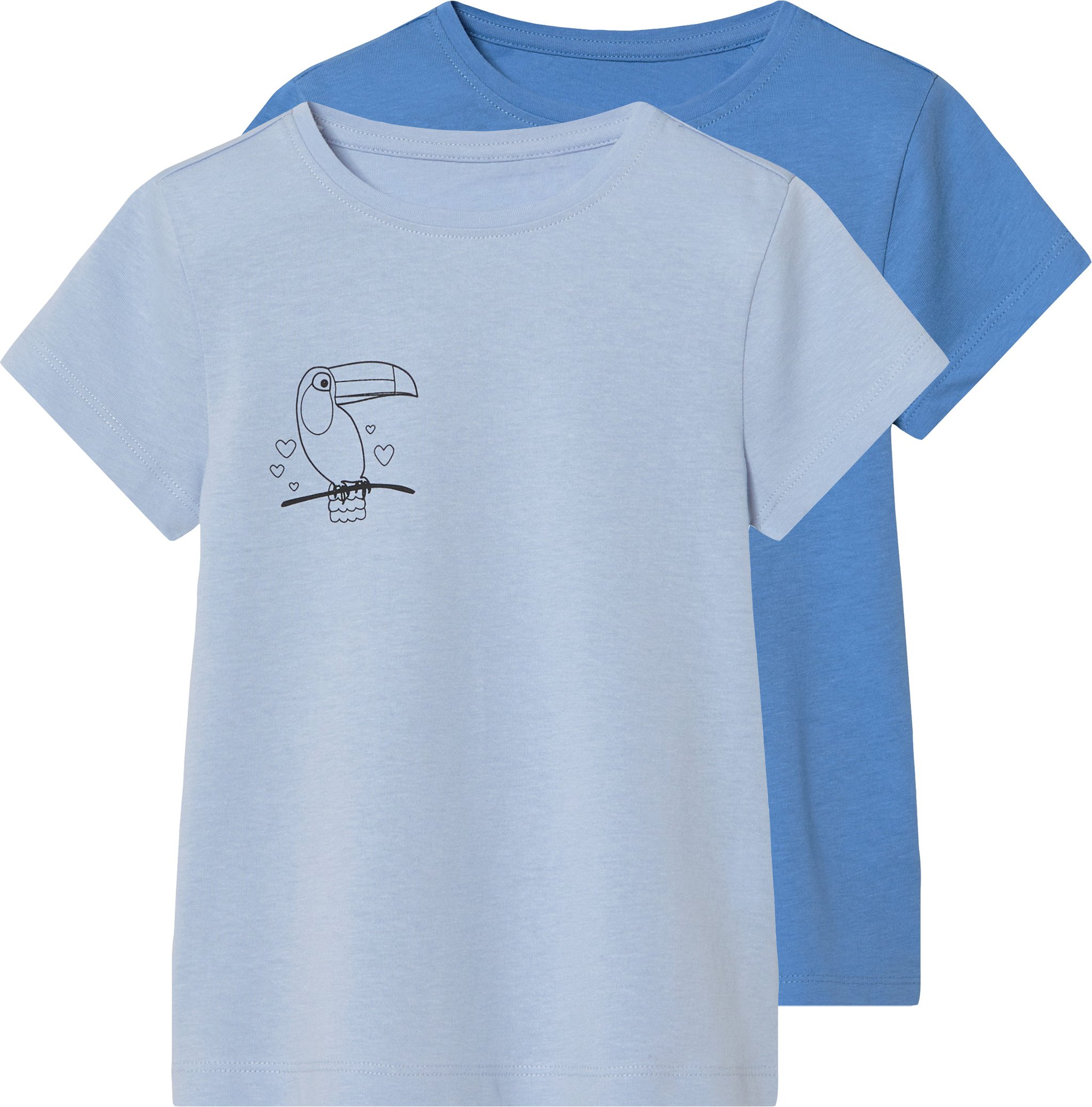 lupilu® Kleinkinder Mädchen T-Shirt, 2 Stück (hellblau/blau, 122/128)