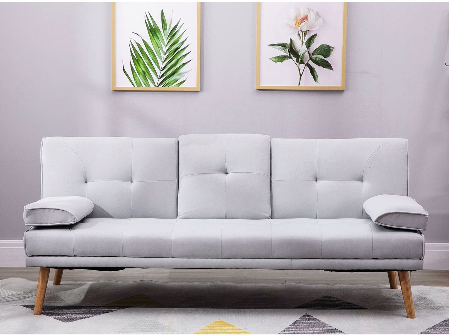 HOMCOM Schlafsofa als 3-Sitzer grau