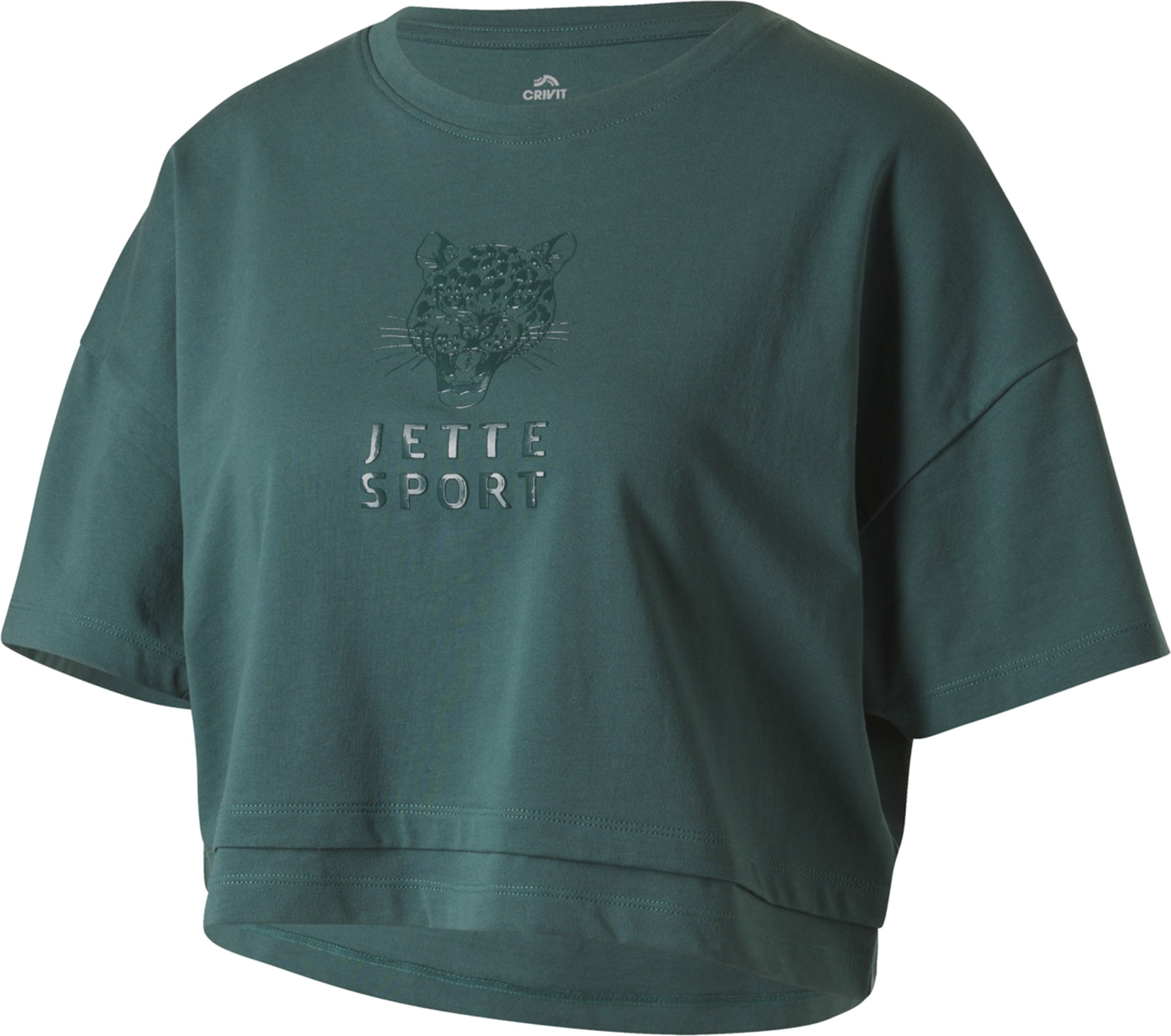 CRIVIT Damen Funktionsshirt kurzarm cropped (Petrol, S(36/38))