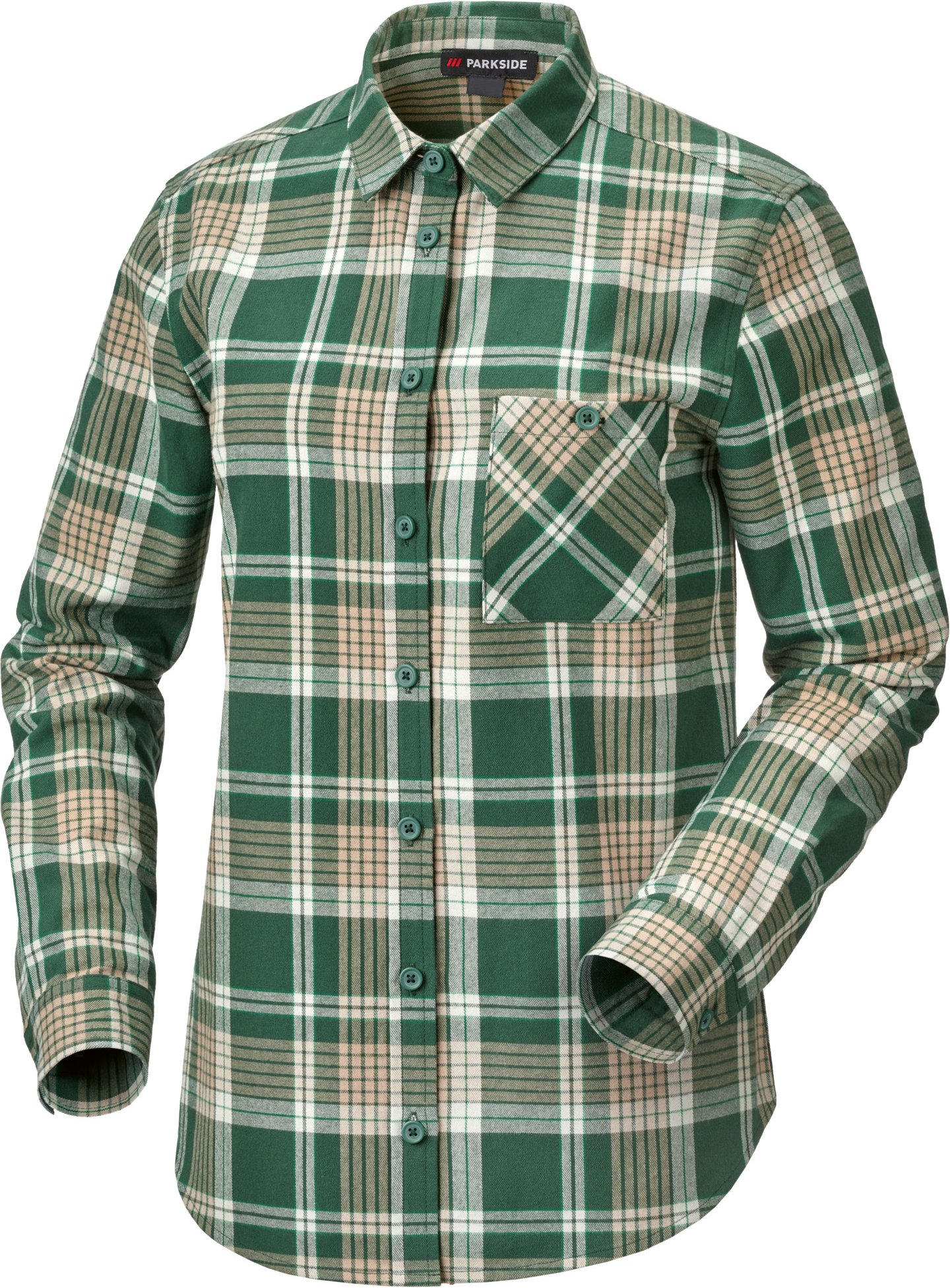 PARKSIDE® Damen Flanell Bluse (grün/beige/weiß, 44)
