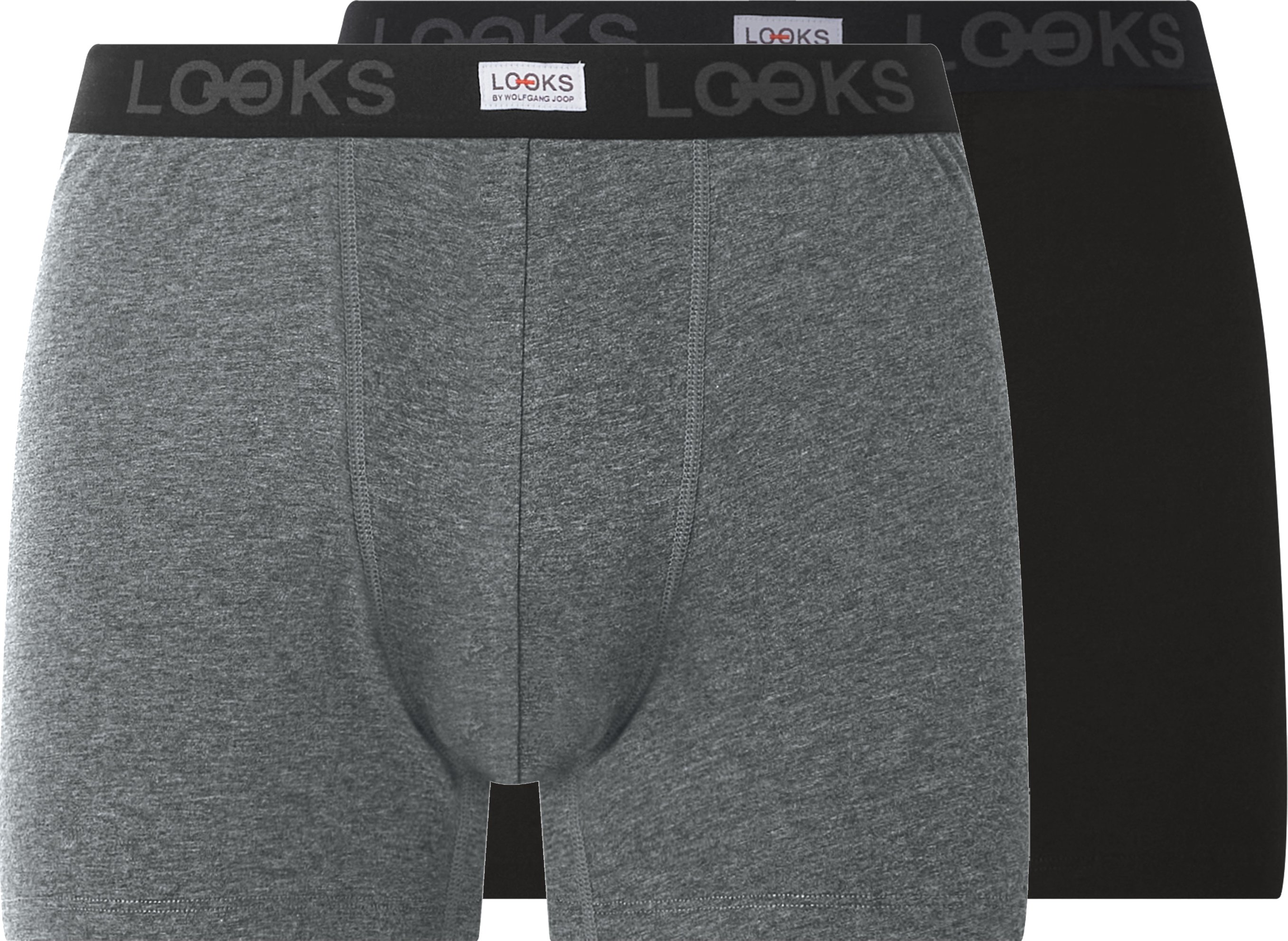 LOOKS by Wolfgang Joop Herren Boxershorts, 2 Stück (Schwarz/anthrazit, L)