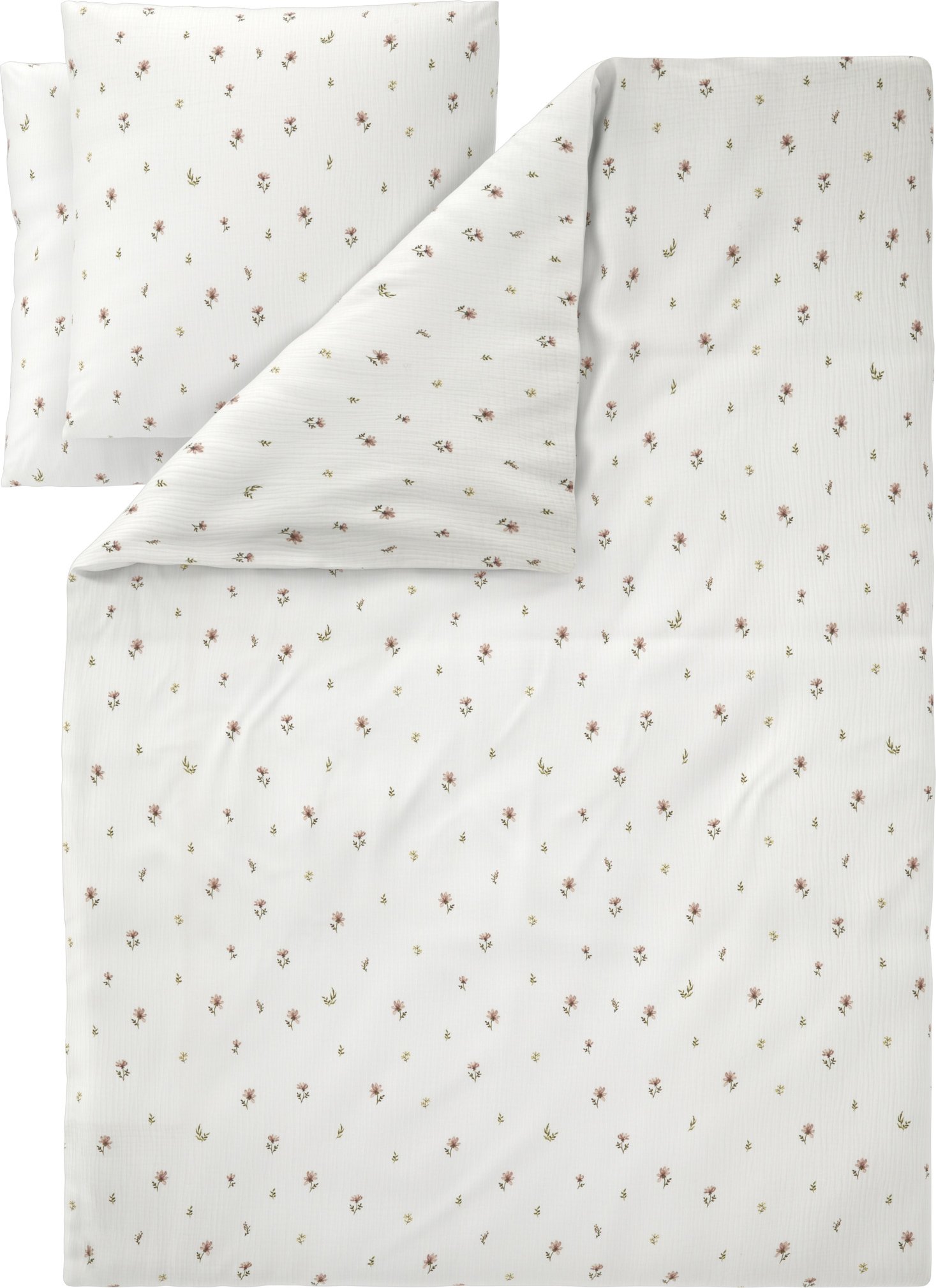 LIVARNO® Musselin-Bettwäsche, 200 x 220 cm (Blumen/weiß)