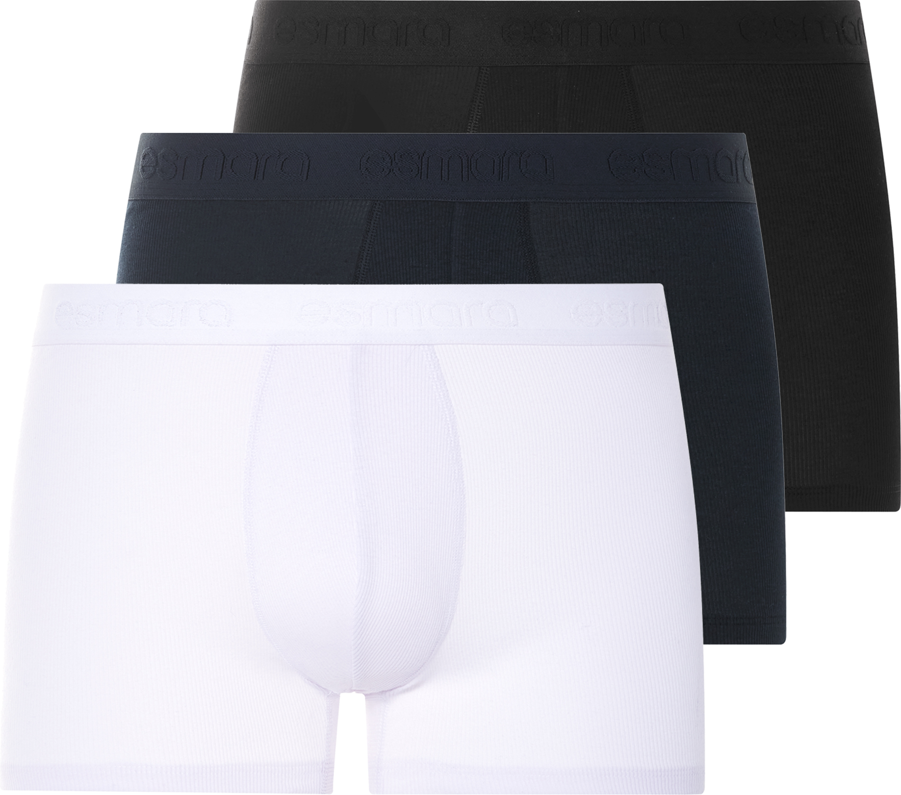 Thumbnail - esmara Men Herren Gerippte Boxer, 3 Stück (schwarz/dunkelblau/weiß, 7/XL)