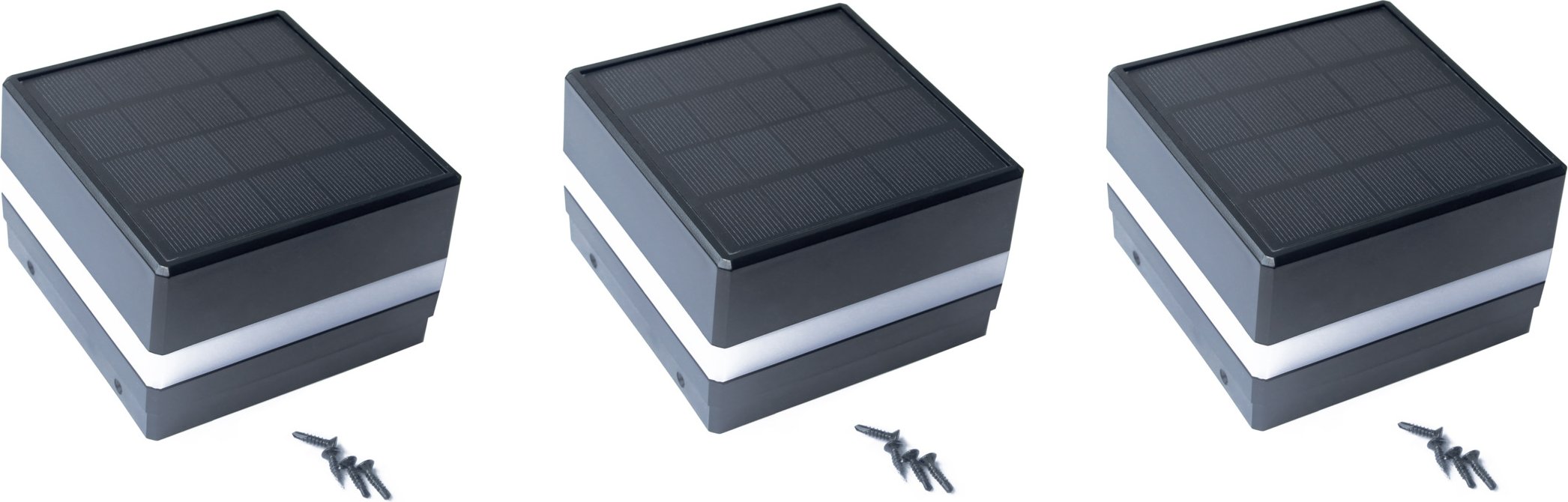 HOME DELUXE Pfostenabdeckung mit Solar LED Beleuchtung RANO (3 Stück)