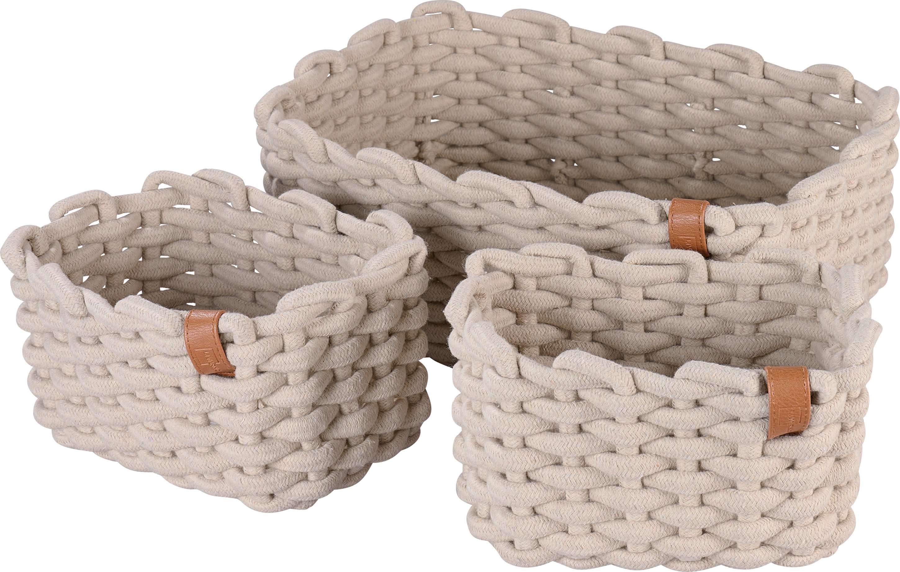 LIVARNO® Aufbewahrungskorb-Set, 3-teilig (Beige)