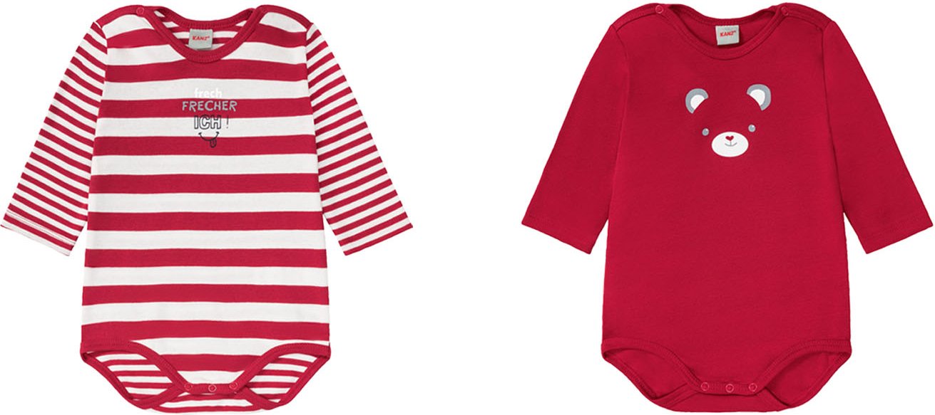 KANZ Baby Body 2er (Rot/weiß, 80)