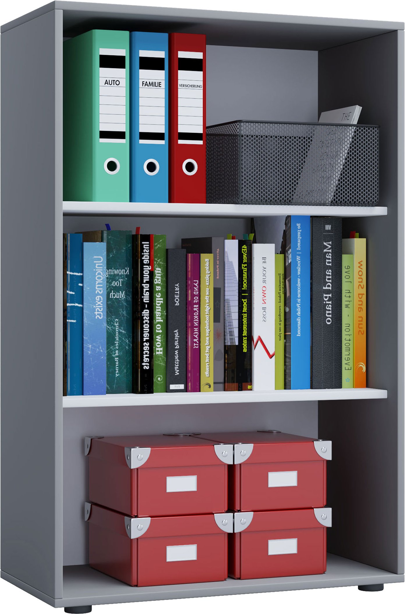 VCM Büroregal Lona, Grau, XL, ohne Türen (ohne Türen, Grau, XL)