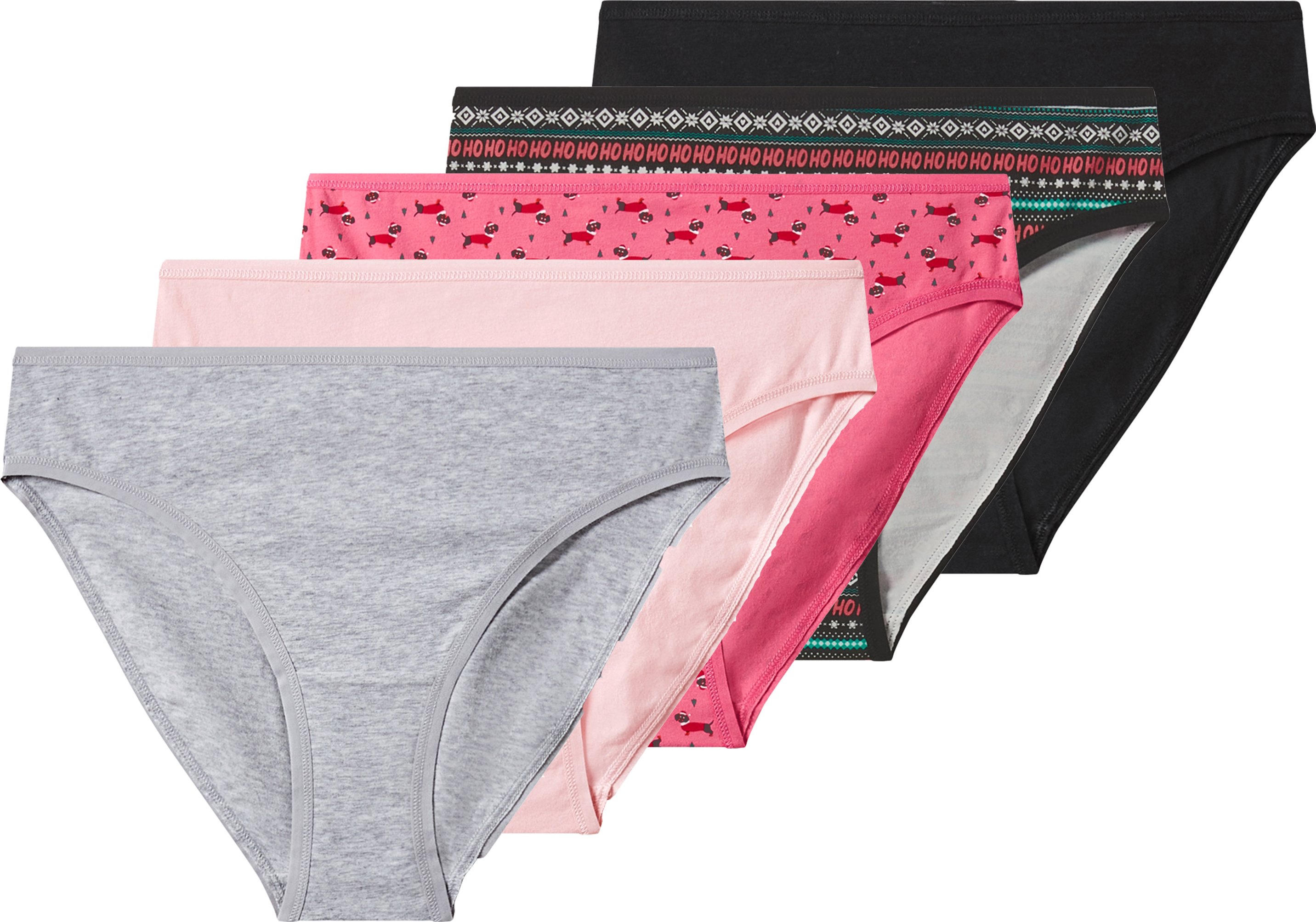 esmara® Damen Slips, 5 Stück (schwarz/rosa/grau, M(40/42))