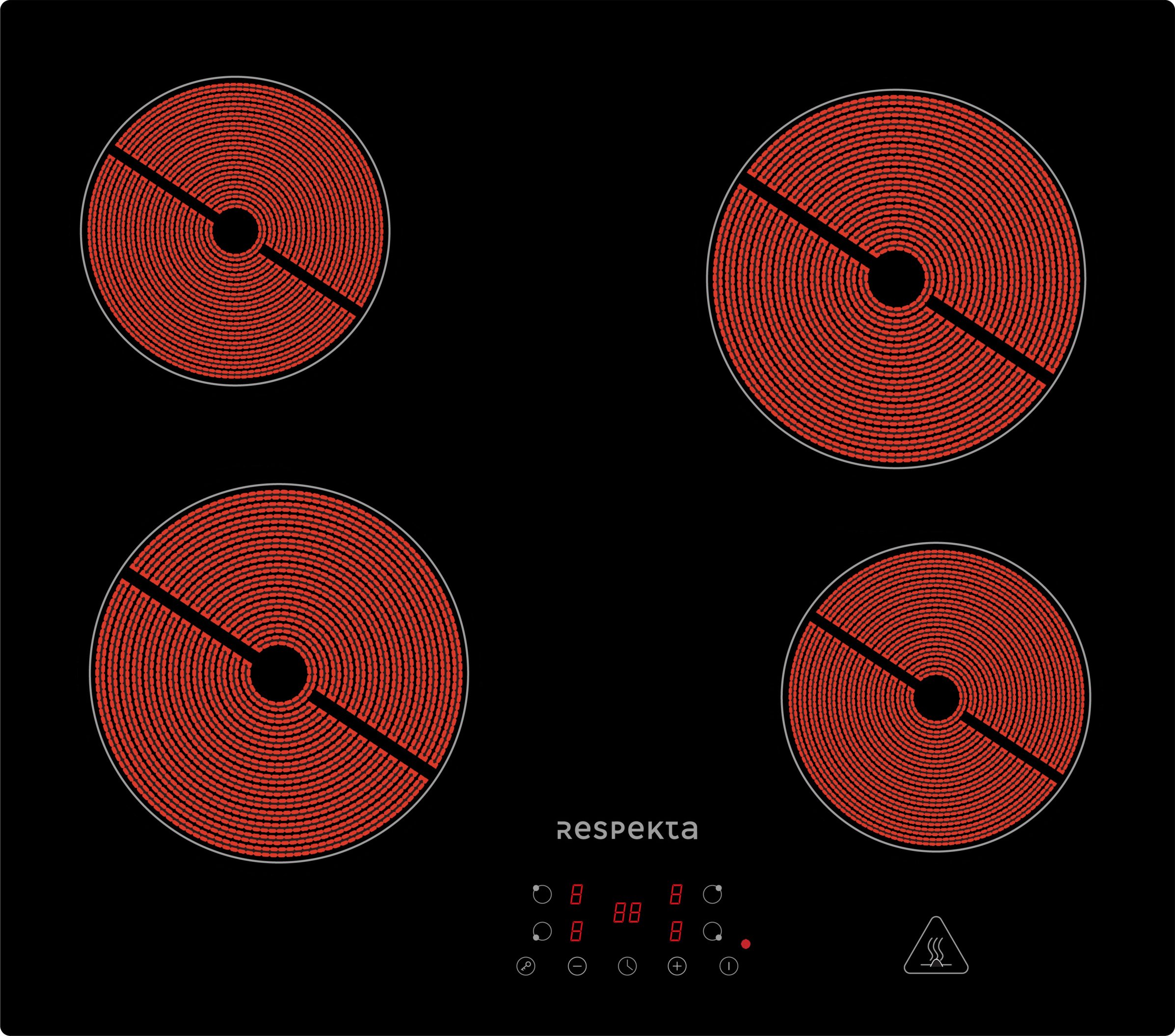 Respekta Glaskeramikkochfeld, rahmenlos (Breite: 59 cm, Schwarz)