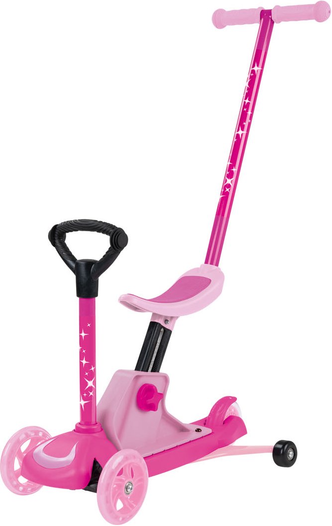 Playtive 4-in-1 Kleinkinder Scooter,  mit höhenverstellbarem Sattel (pink)