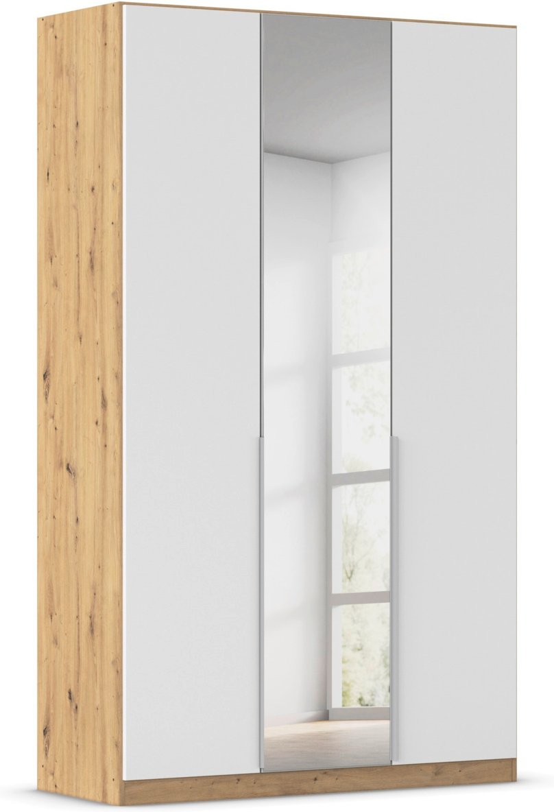 rauch ORANGE Drehtürenschrank Alabama mit Spiegel (Classic-Zubehör, Weiß/Eiche Artisan, Griffe Alu, 136 x 229 cm)