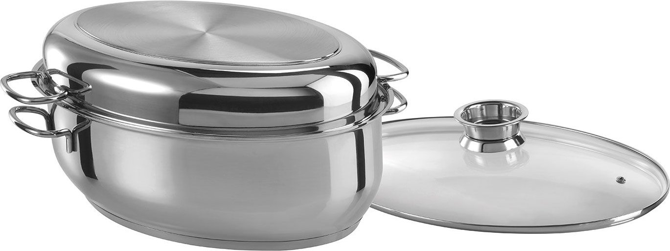 GSW Edelstahl Bräter oval 38 cm, 3 in 1