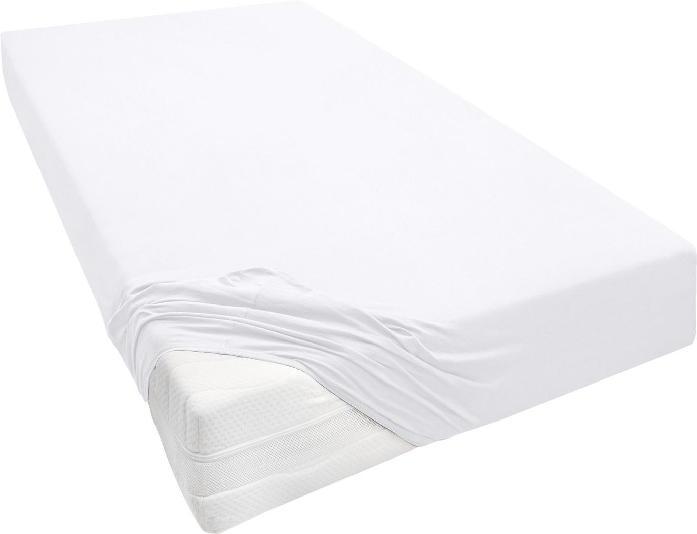 Biberna Premium Jersey-Elasthan Spannbettlaken für Boxspringmatratzen (Weiß, 140 - 160 x 200 - 220 cm)