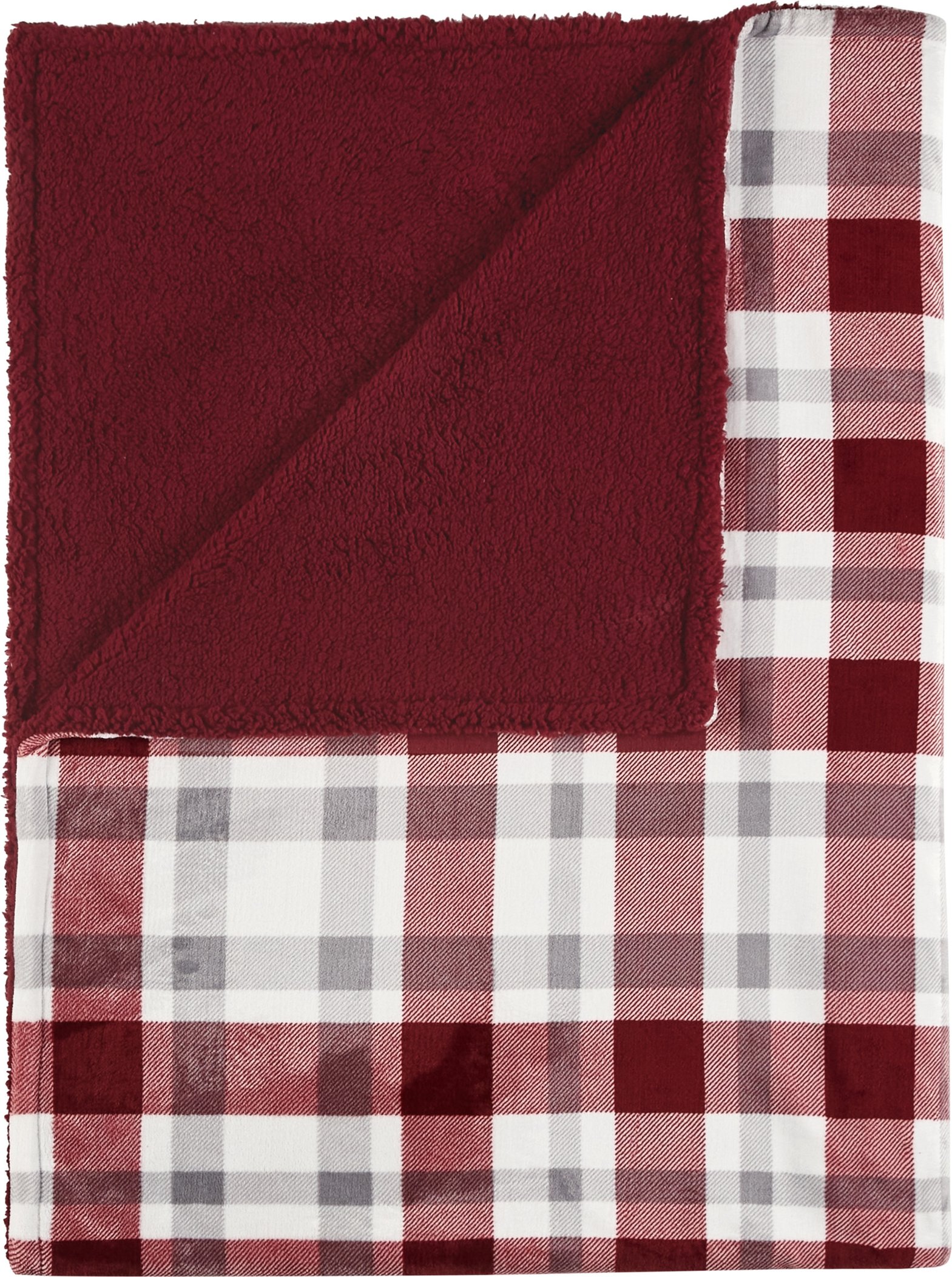 LIVARNO® Kuscheldecke mit Teddyfleece (Karo/rot)