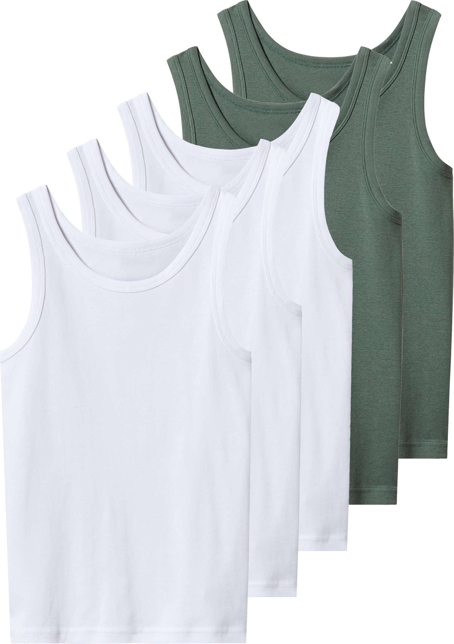 esmara® Kinder Jungen Unterhemd, 5 Stück (Weiß/Grün, 146/152)