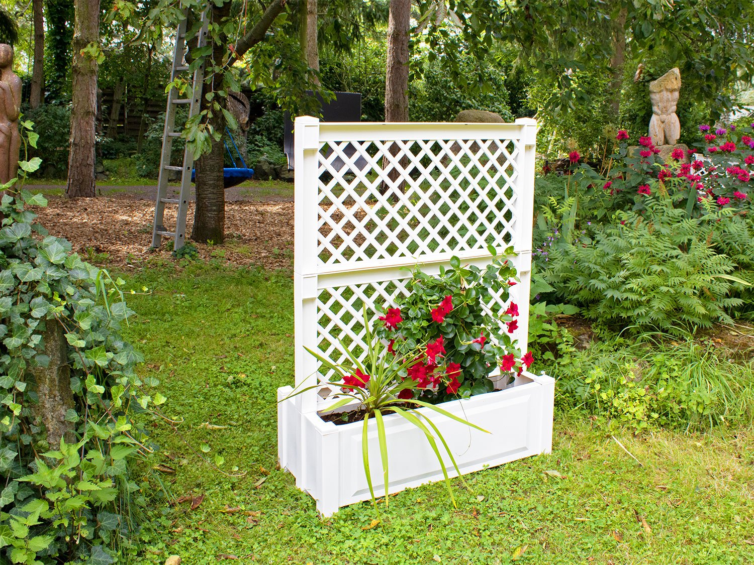 KHW Pflanzkasten groß mit Spalier zentral 100 cm (Weiß)