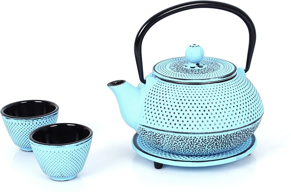 ECHTWERK Teeservice aus Gusseisen (Hellblau, 0,8L)