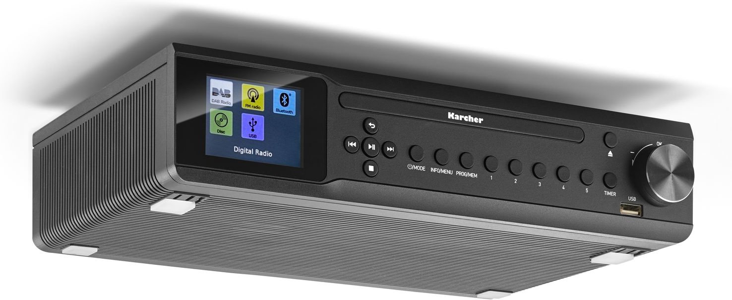 Karcher RA 2060D-B Unterbauradio mit CD-Player, DAB+ Radio, MP3-Wiedergabe über USB und Bluetooth - LED Licht
